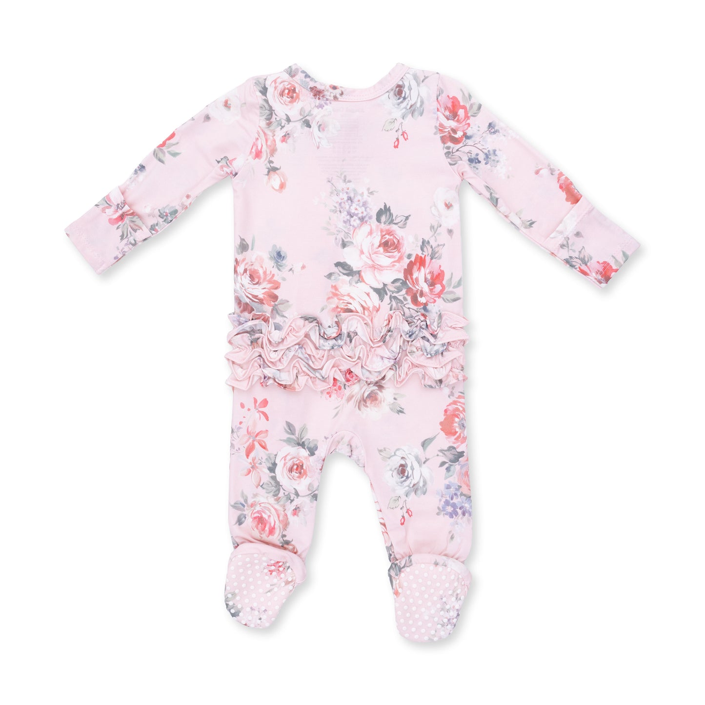 Painterly Rose Bouquets - 2 Way Ruffle Back Zipper Footie