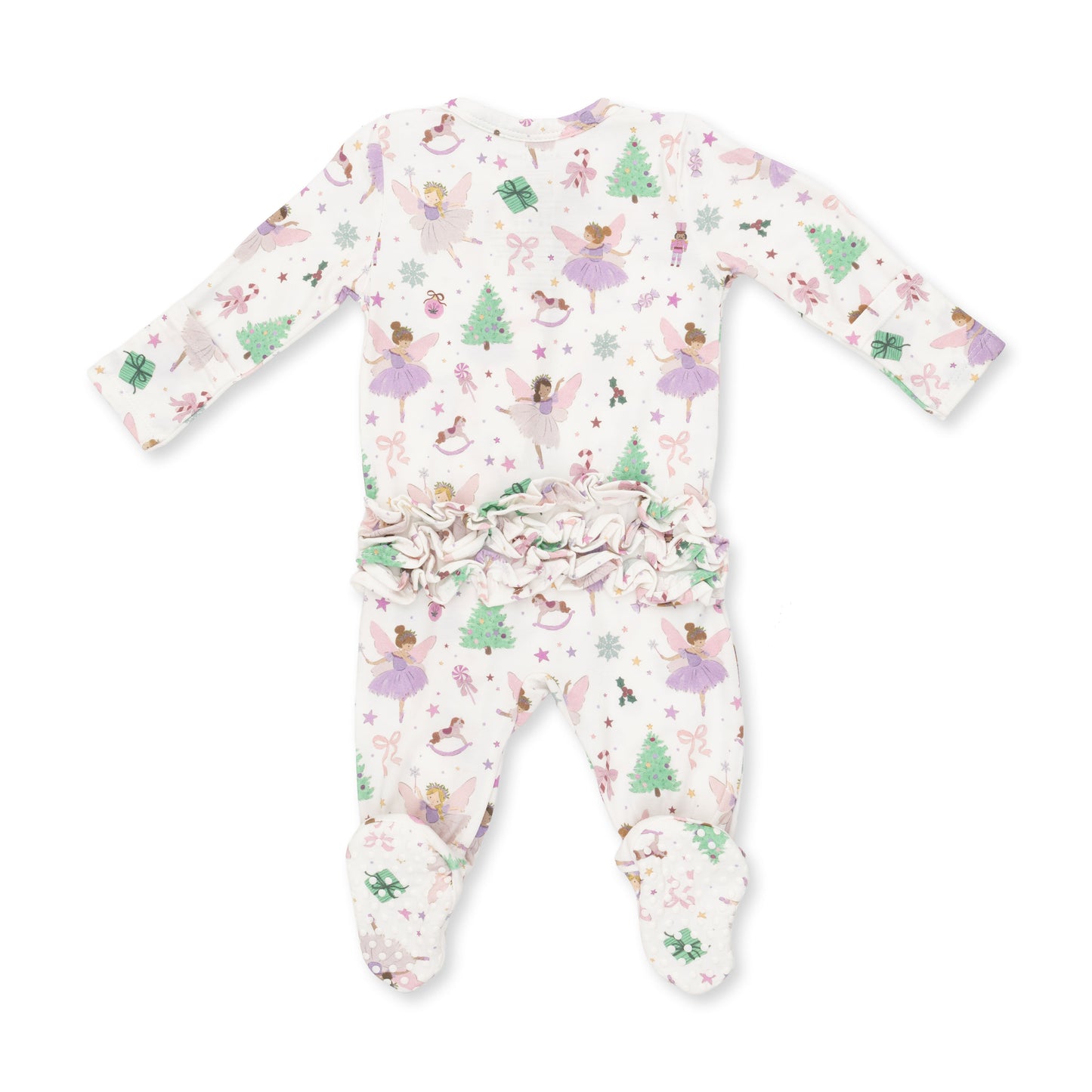 Sugar Plum Fairies - 2 Way Ruffle Back Zipper Footie