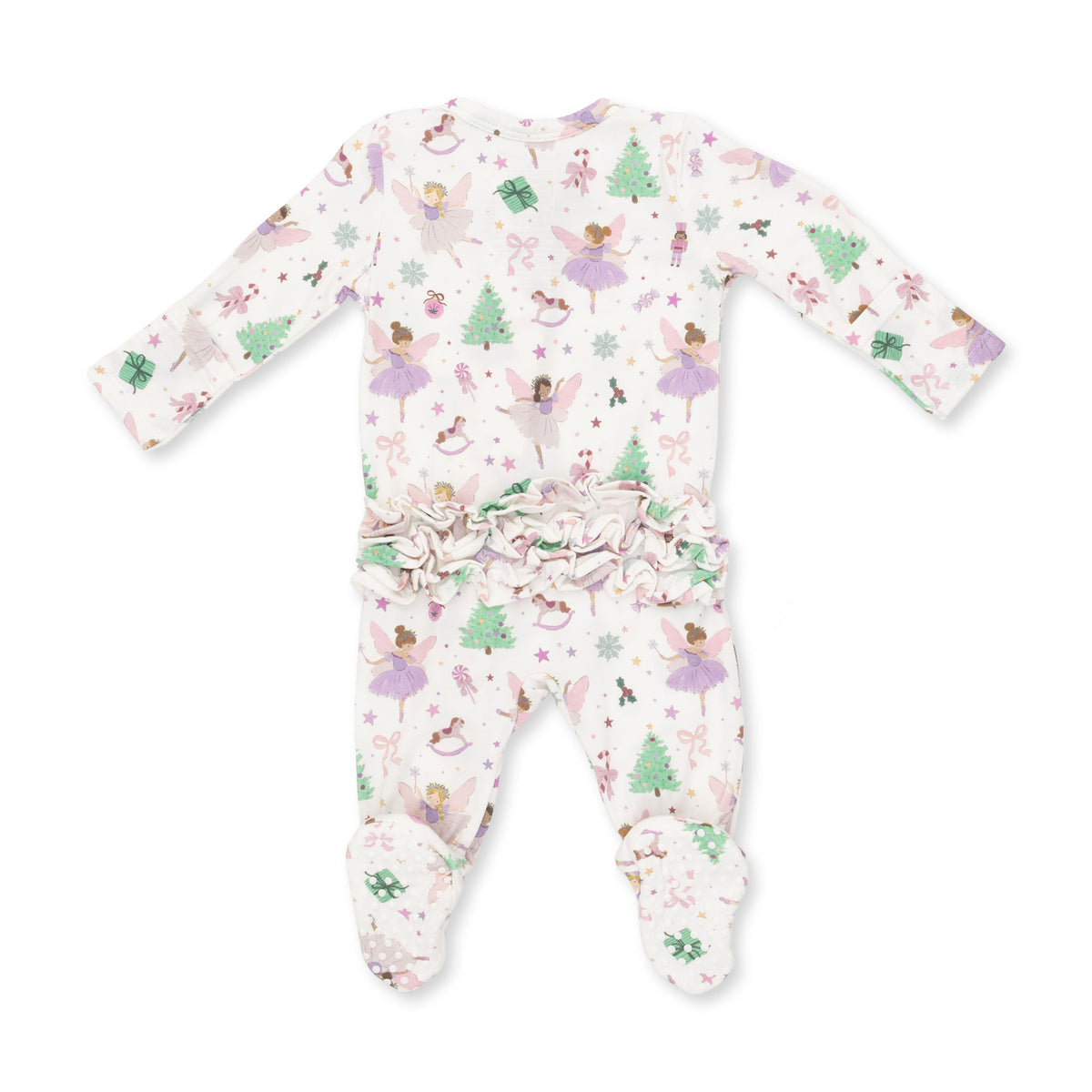 Sugar Plum Fairies - 2 Way Ruffle Back Zipper Footie