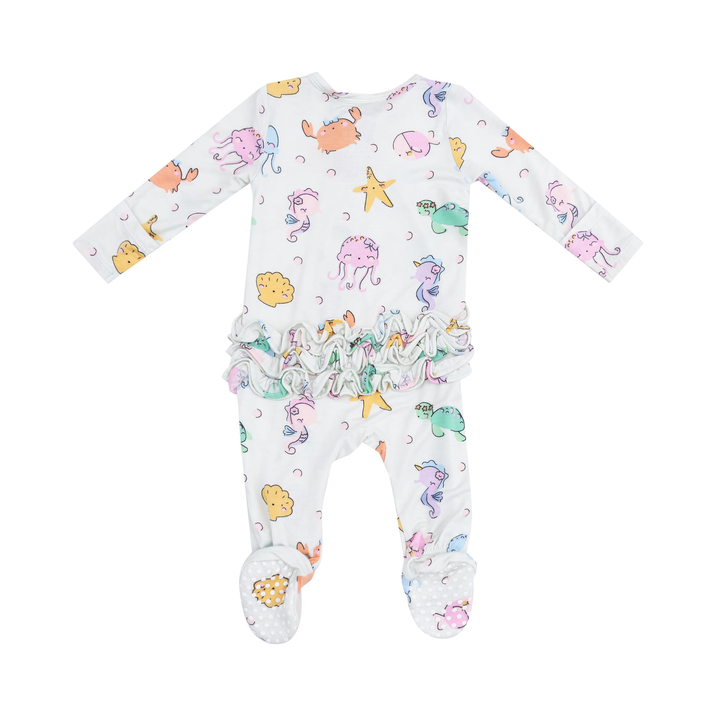 2 Way Zipper Ruffle Back Footie - Cute Sea Creatures