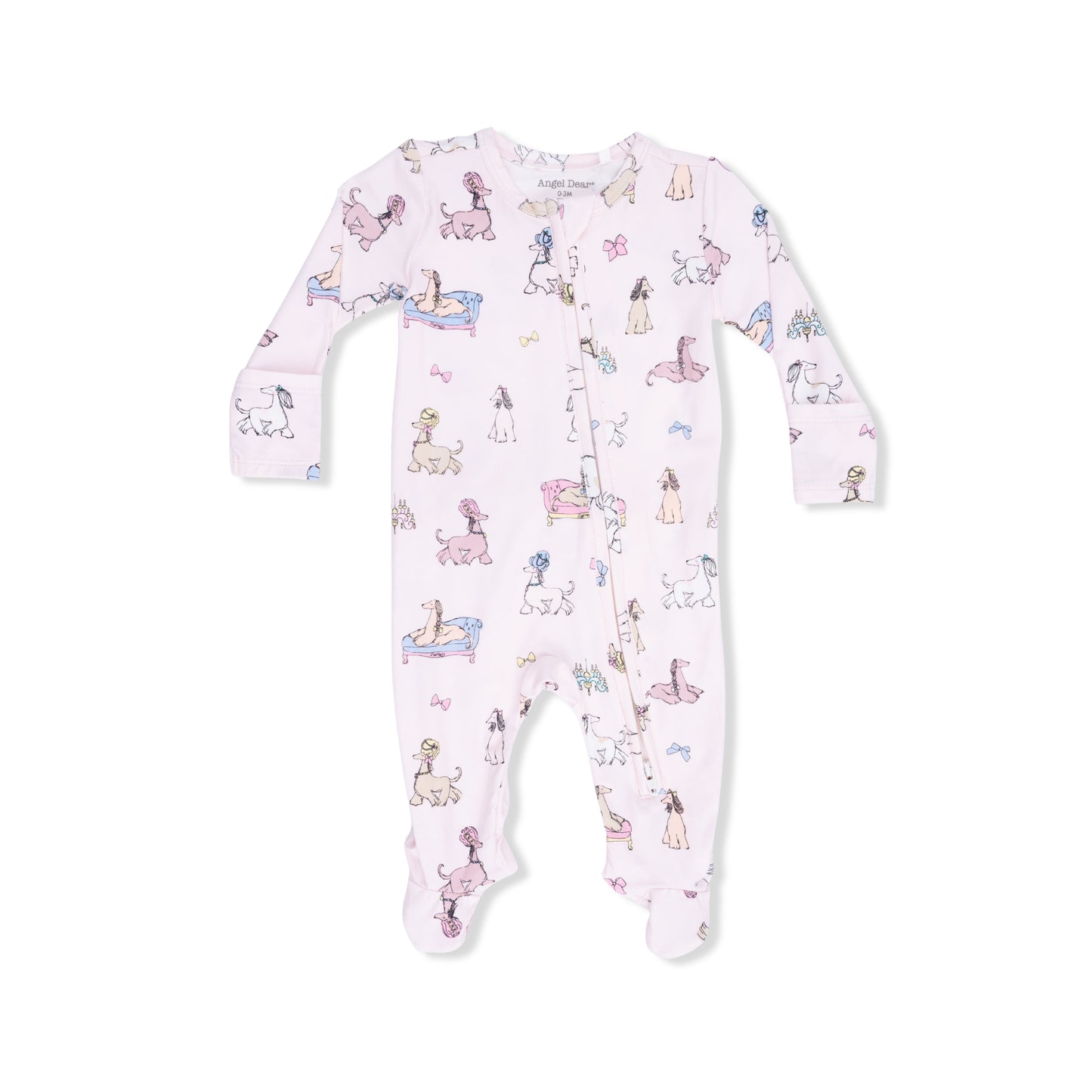 Fancy Hounds with Bows - 2 Way Ruffle Back Zipper Footie-Angel Dear