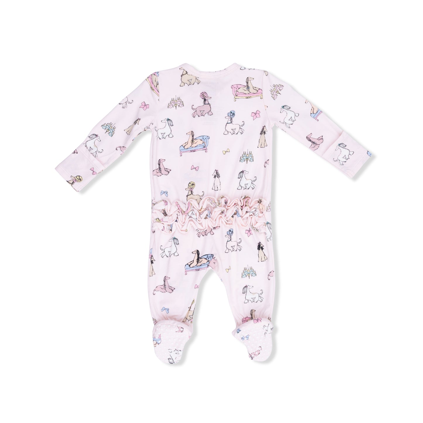 Fancy Hounds with Bows - 2 Way Ruffle Back Zipper Footie-Angel Dear
