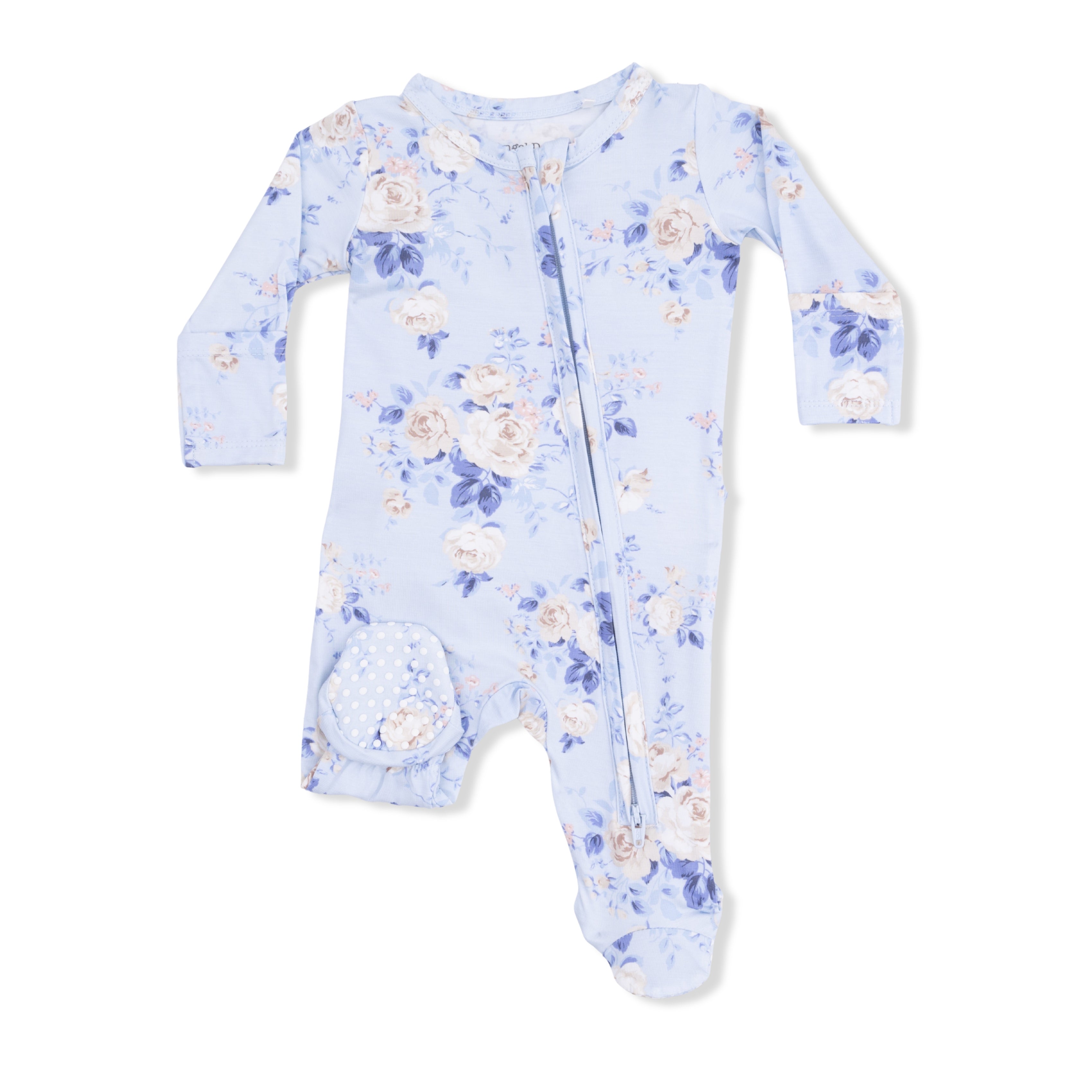 Ashley Rose Floral - 2 Way Ruffle Back Zipper Footie-Angel Dear