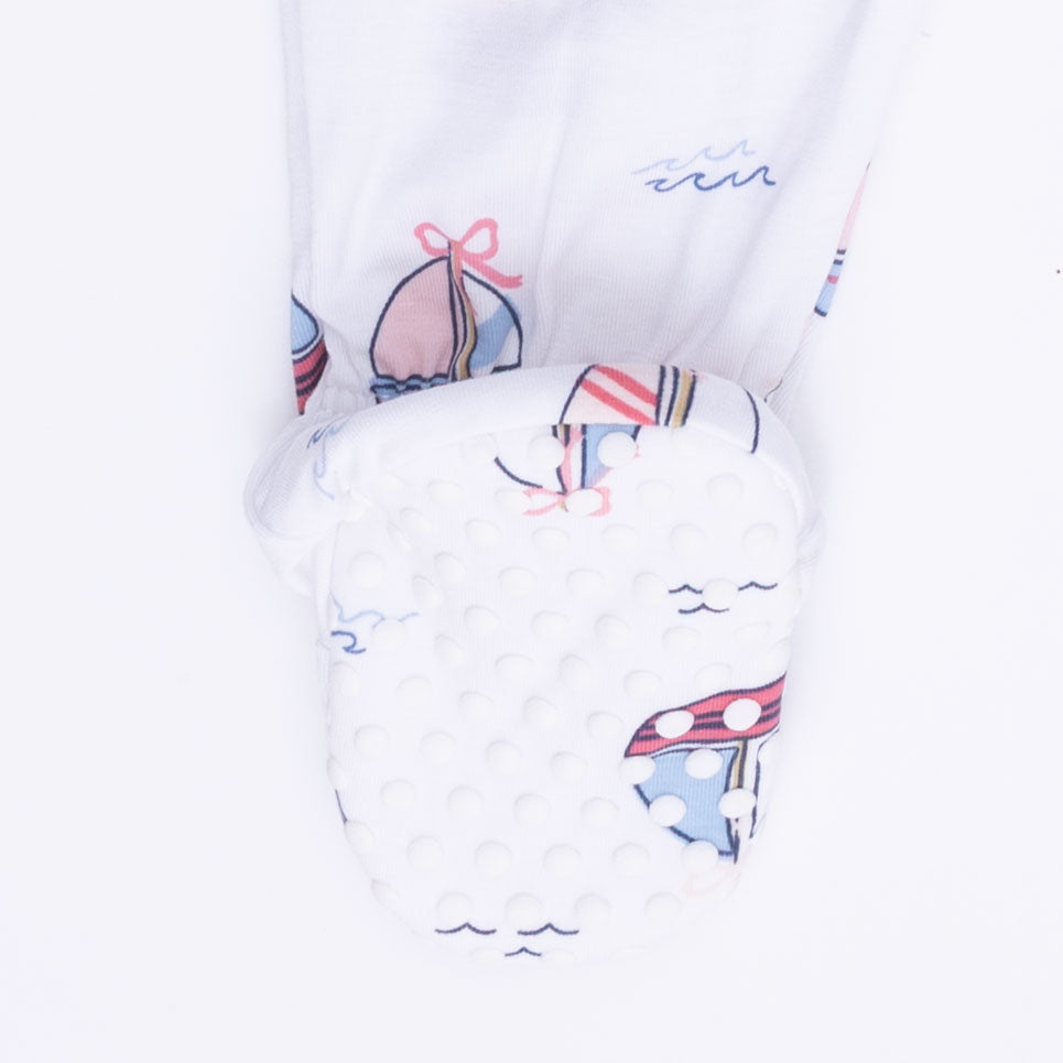Bubbly Sailboats Pink - 2 Way Ruffle Back Zipper Footie
