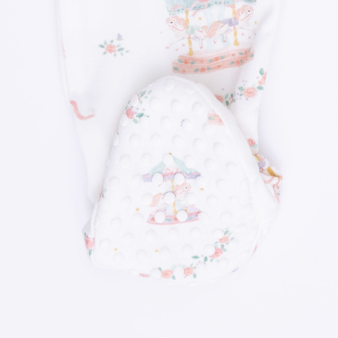 Carousel with Bows - 2 Way Ruffle Back Zipper Footie