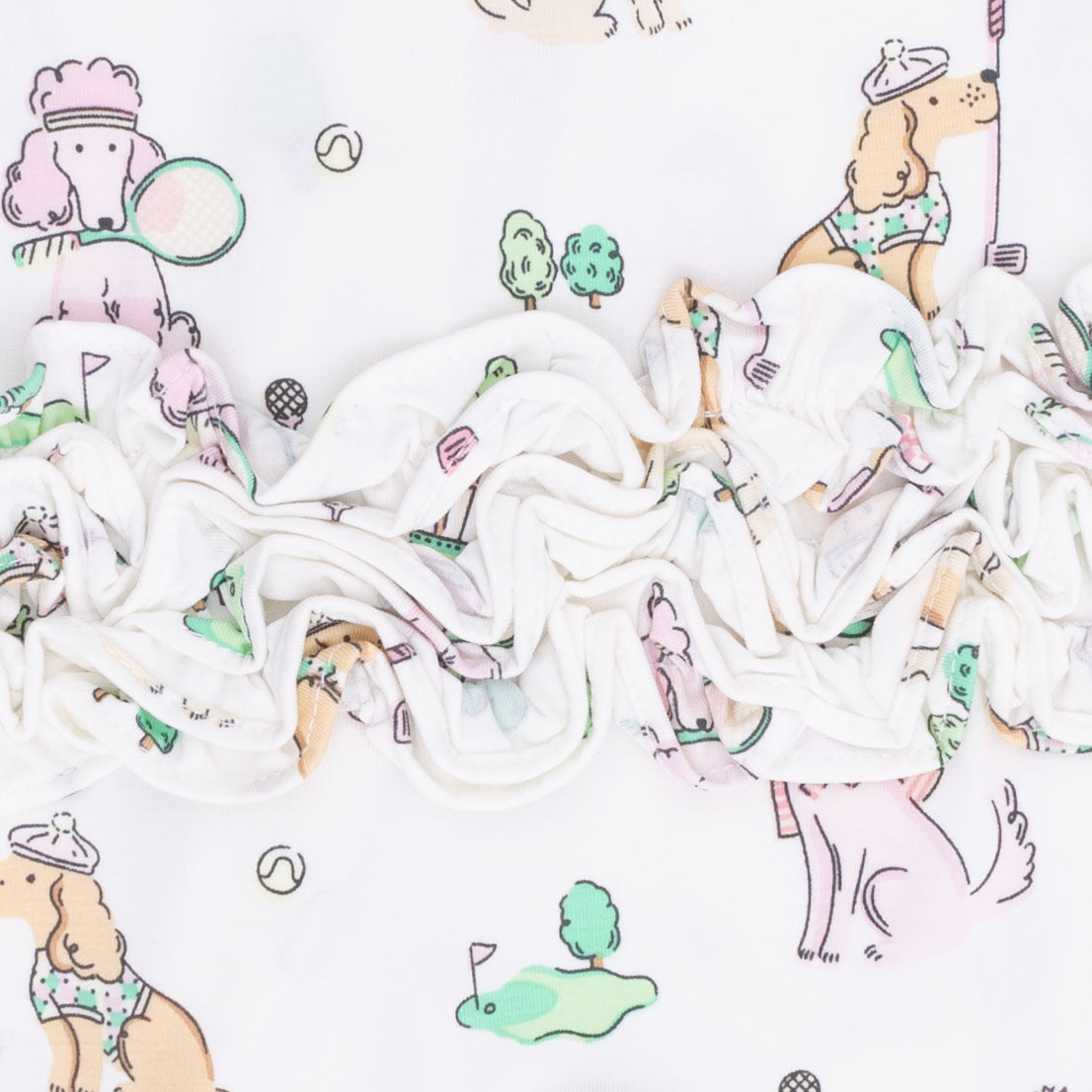 Country Club Dogs Pink - 2 Way Ruffle Back Zipper Footie-Angel Dear