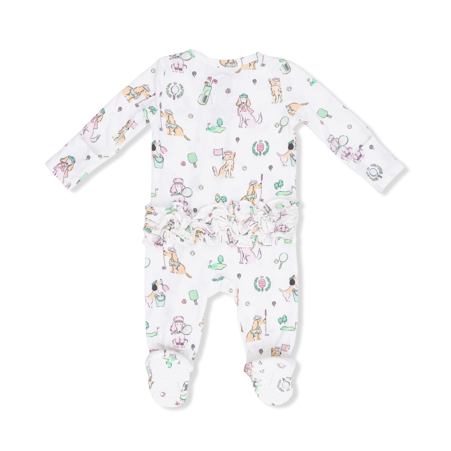 Country Club Dogs Pink - 2 Way Ruffle Back Zipper Footie-Angel Dear