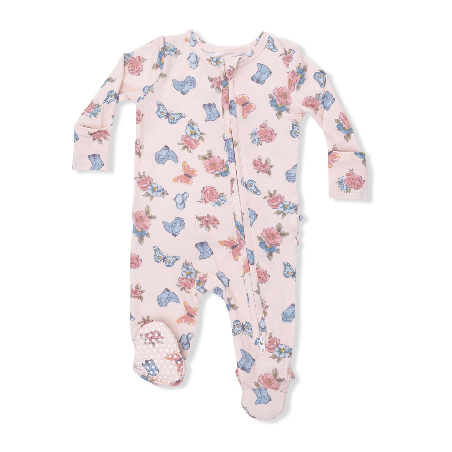 Country Girl Boots - 2 Way Ruffle Back Zipper Footie-Angel Dear