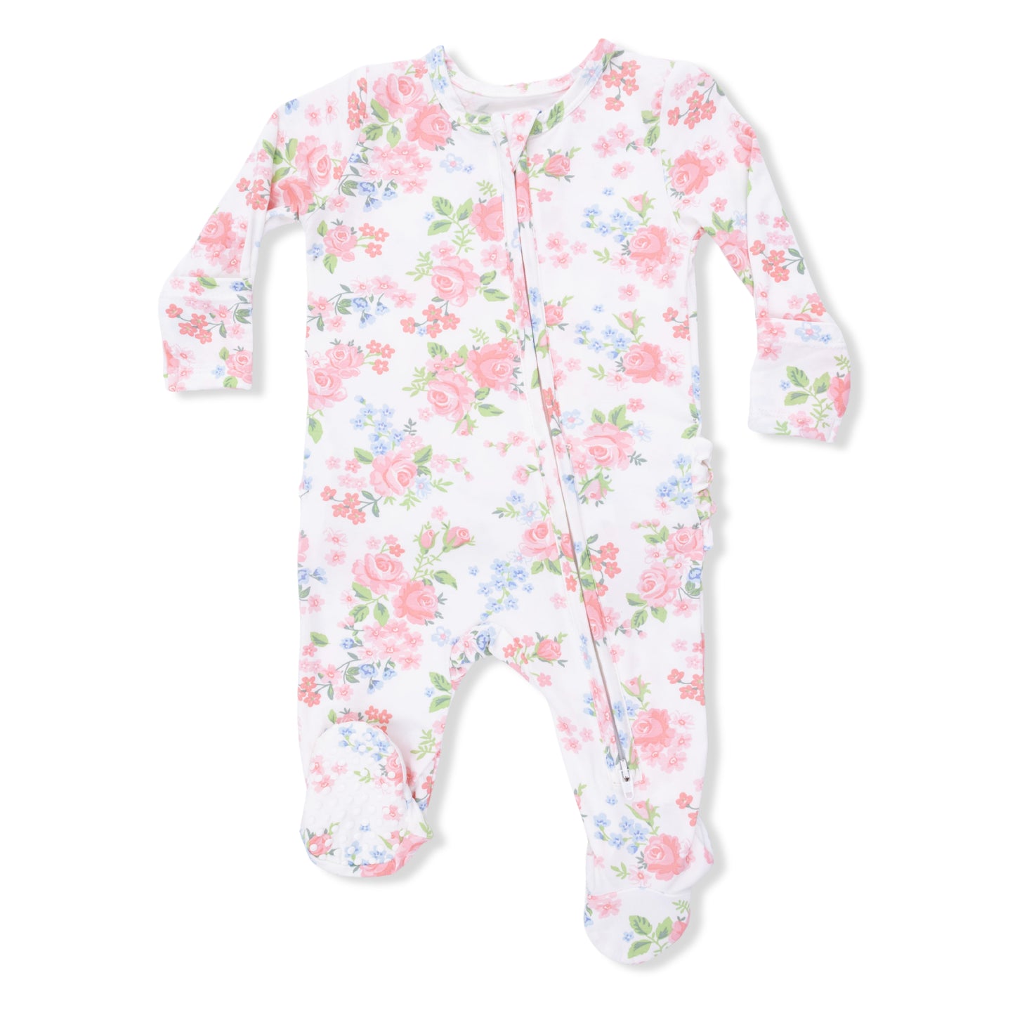 Cute Little Roses - 2 Way Ruffle Back Zipper Footie-Angel Dear