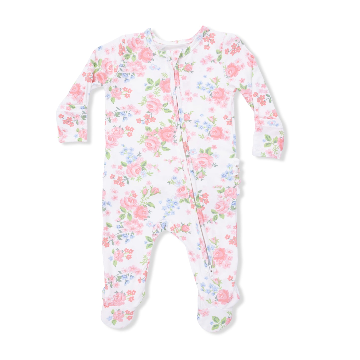 Cute Little Roses - 2 Way Ruffle Back Zipper Footie-Angel Dear