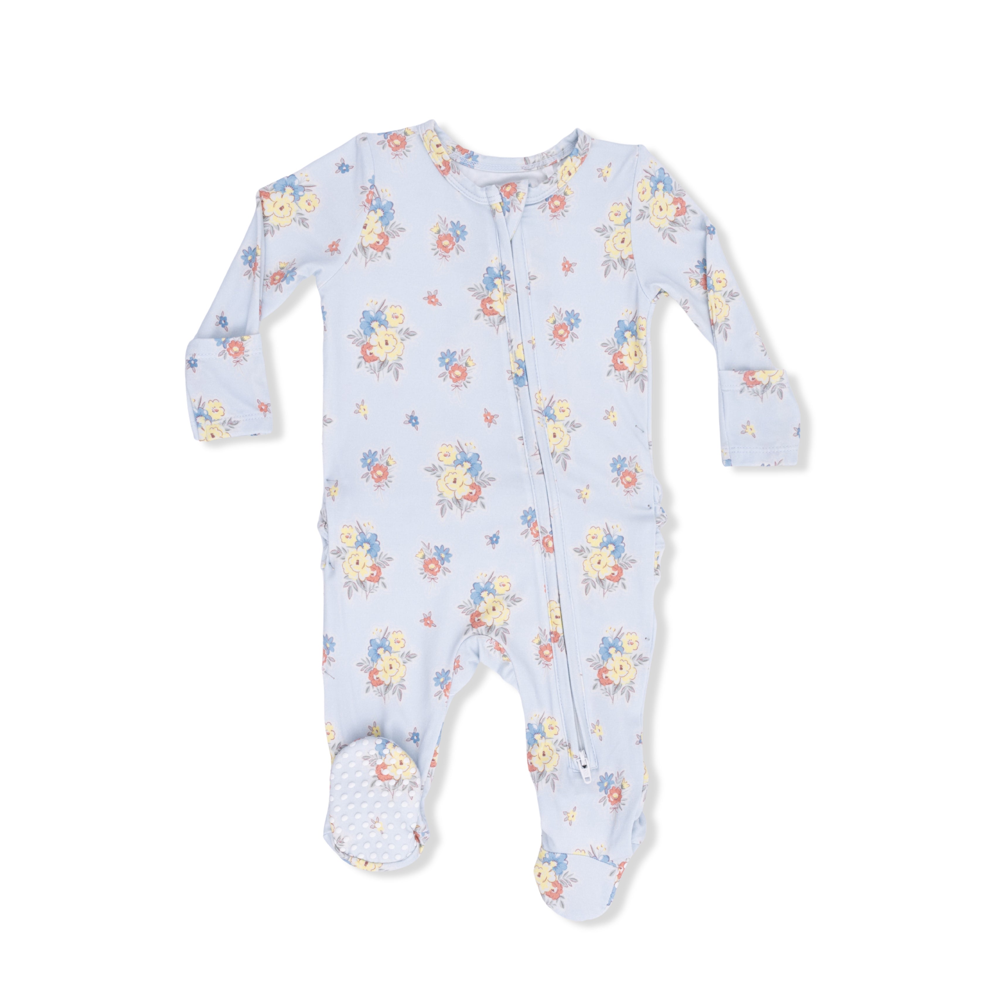 Country Stitch Floral  - 2 Way Ruffle Back Zipper Footie-Angel Dear