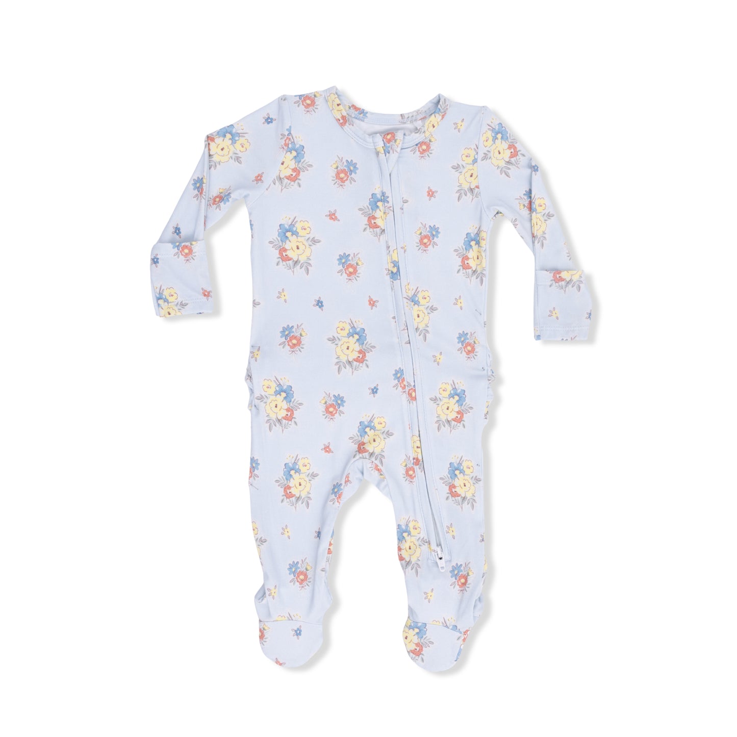 Country Stitch Floral  - 2 Way Ruffle Back Zipper Footie-Angel Dear