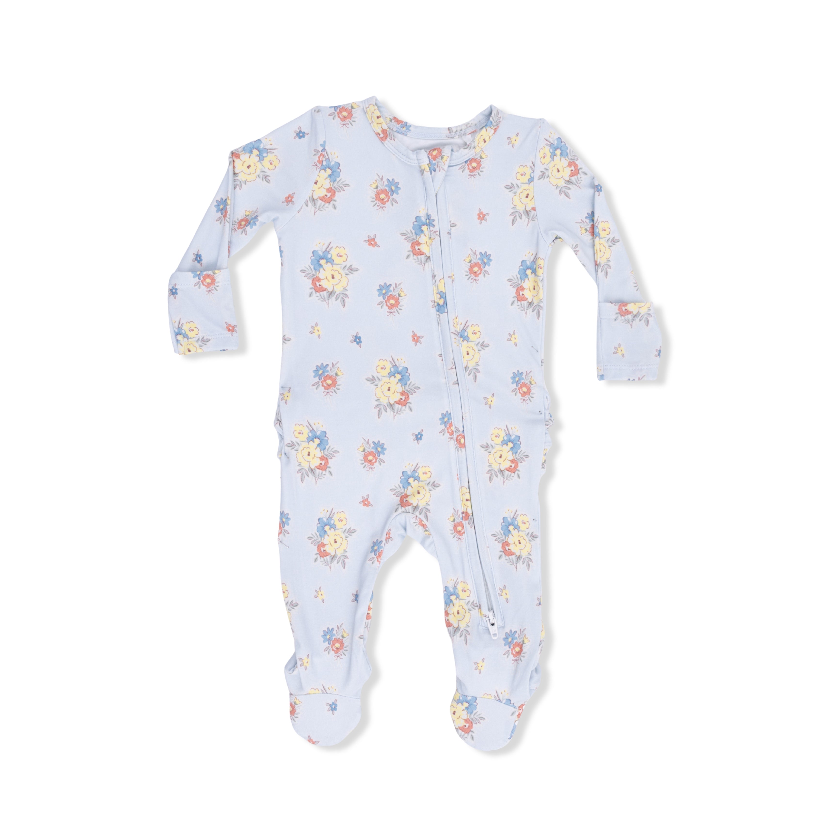 Country Stitch Floral  - 2 Way Ruffle Back Zipper Footie-Angel Dear