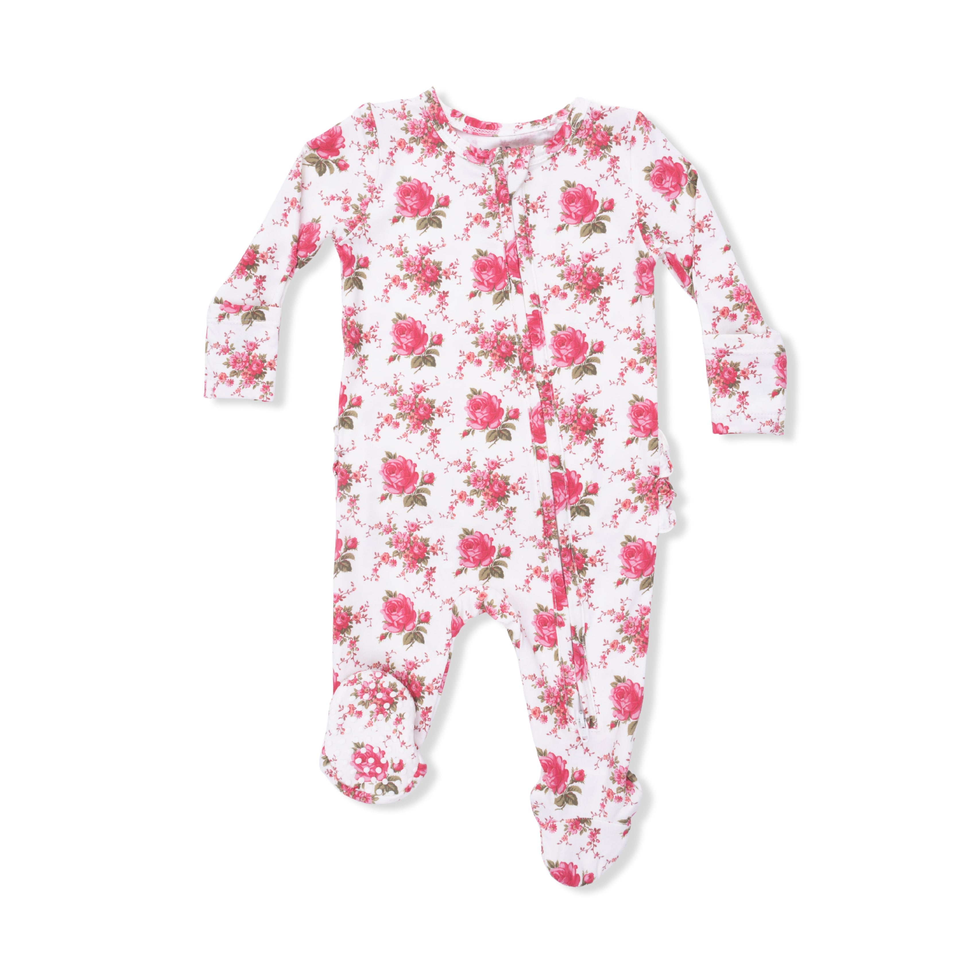 Elegant Roses - 2 Way Ruffle Back Zipper Footie-Angel Dear