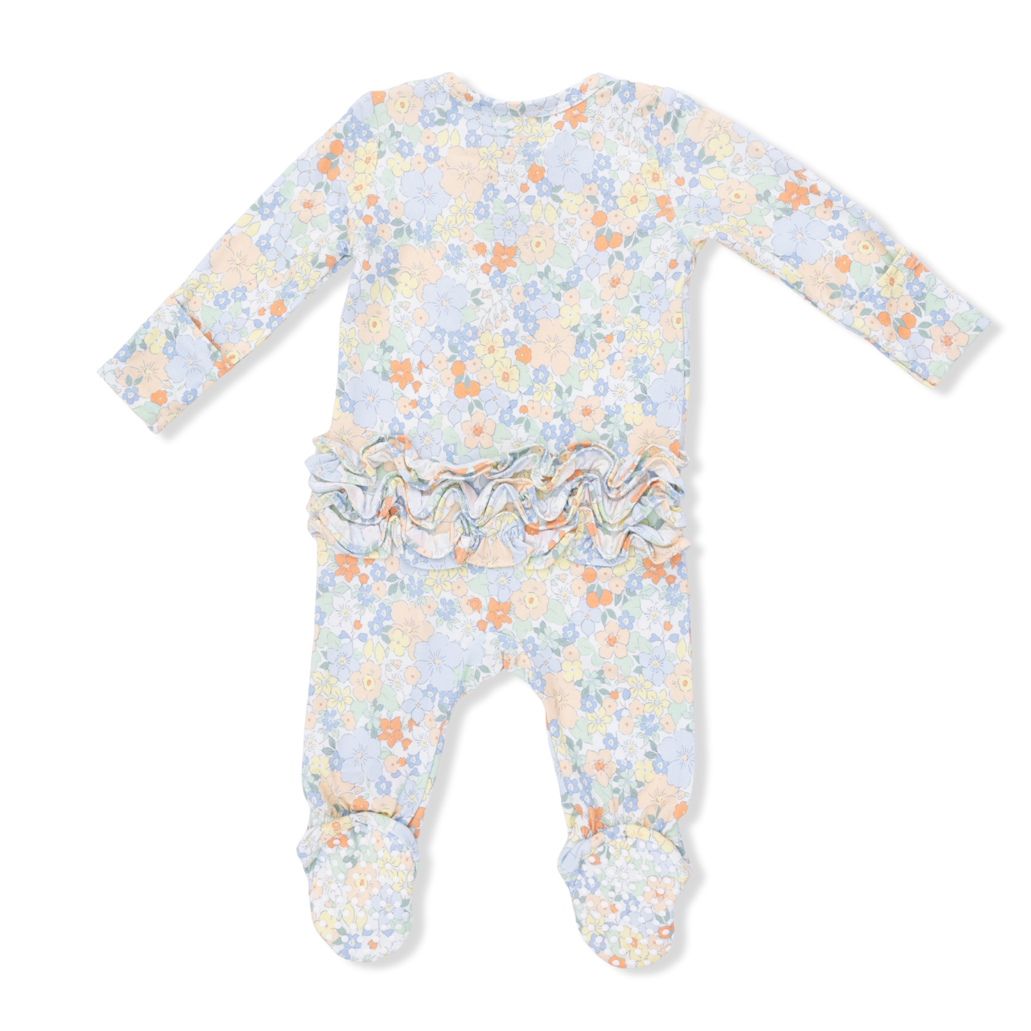 Georgia Floral - 2 Way Ruffle Back Zipper Footie & Headband Set-Angel Dear