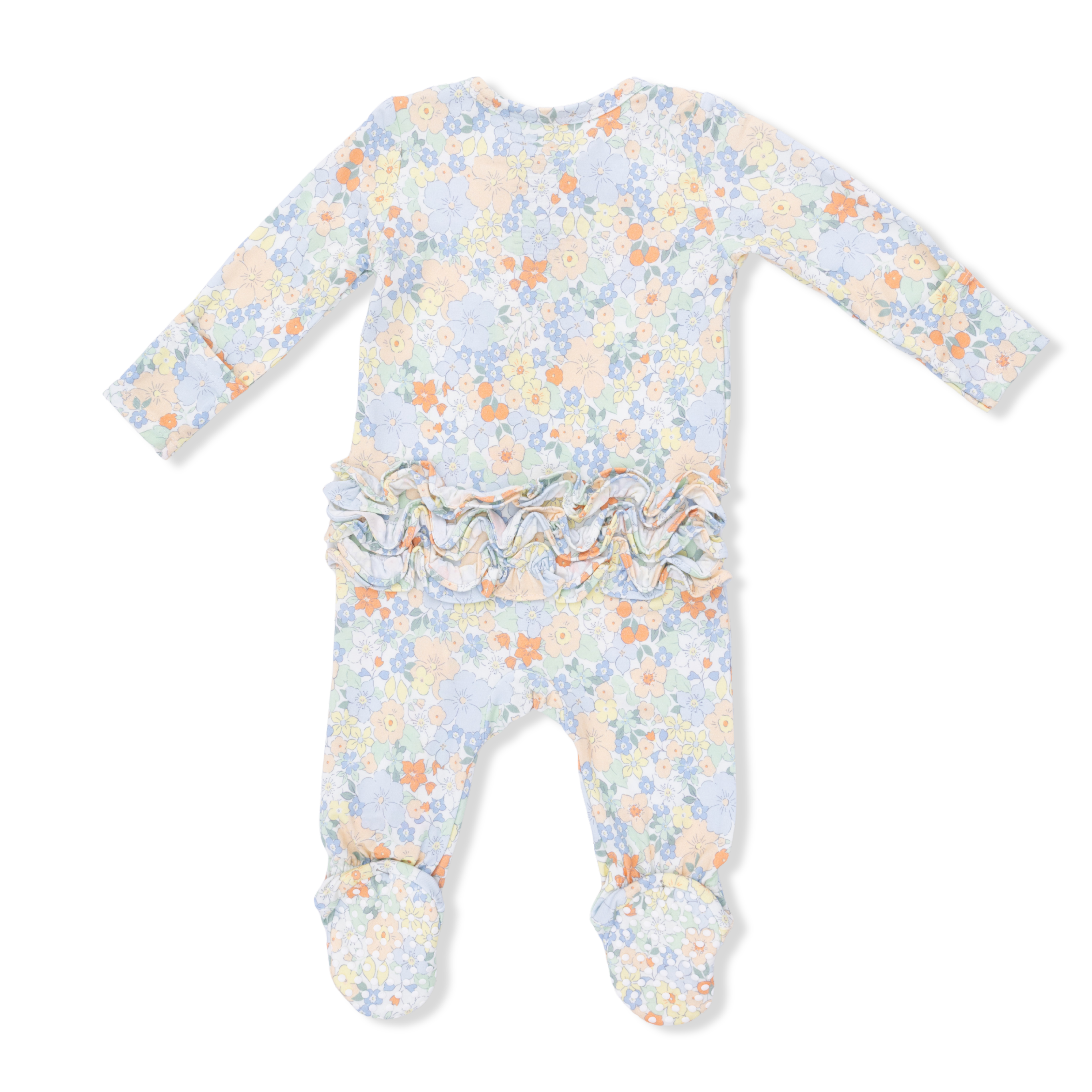 Georgia Floral - 2 Way Ruffle Back Zipper Footie & Headband Set-Angel Dear