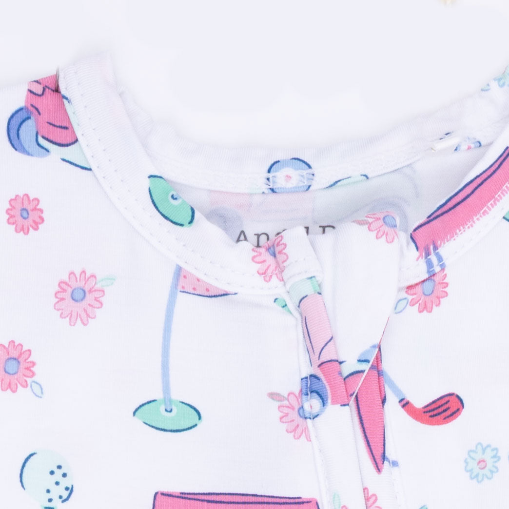 Golf Carts and Flowers - 2 Way Ruffle Back Zipper Footie