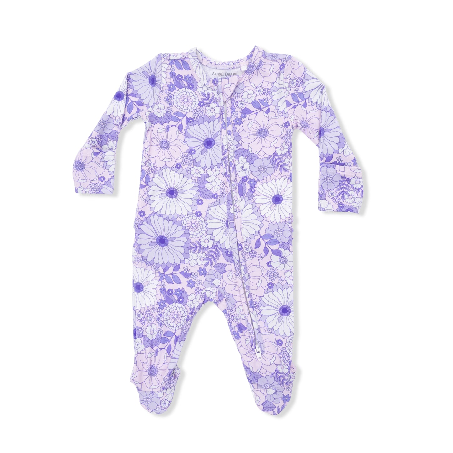 Lacy Lavender Floral - 2 Way Ruffle Back Zipper Footie-Angel Dear