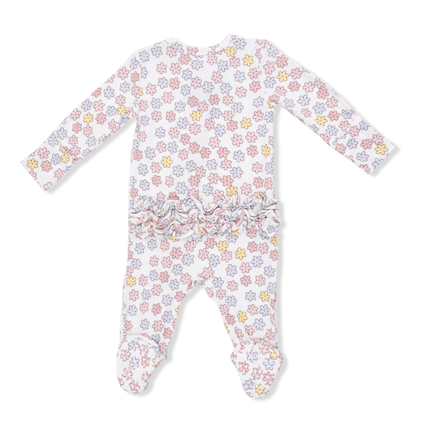 Sarah Floral - 2 Way Ruffle Back Zipper Footie-Angel Dear