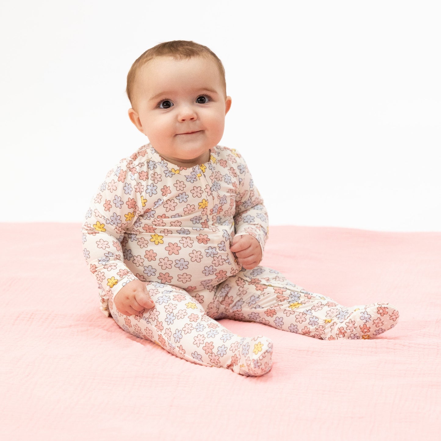 Sarah Floral - 2 Way Ruffle Back Zipper Footie-Angel Dear