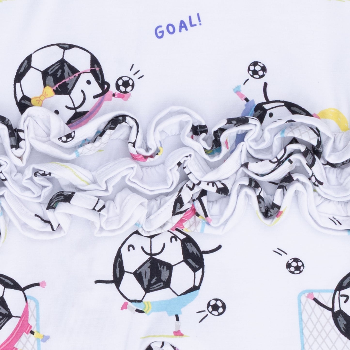 Soccer Balls Playing Soccer Pink - 2 Way Ruffle Back Zipper Footie