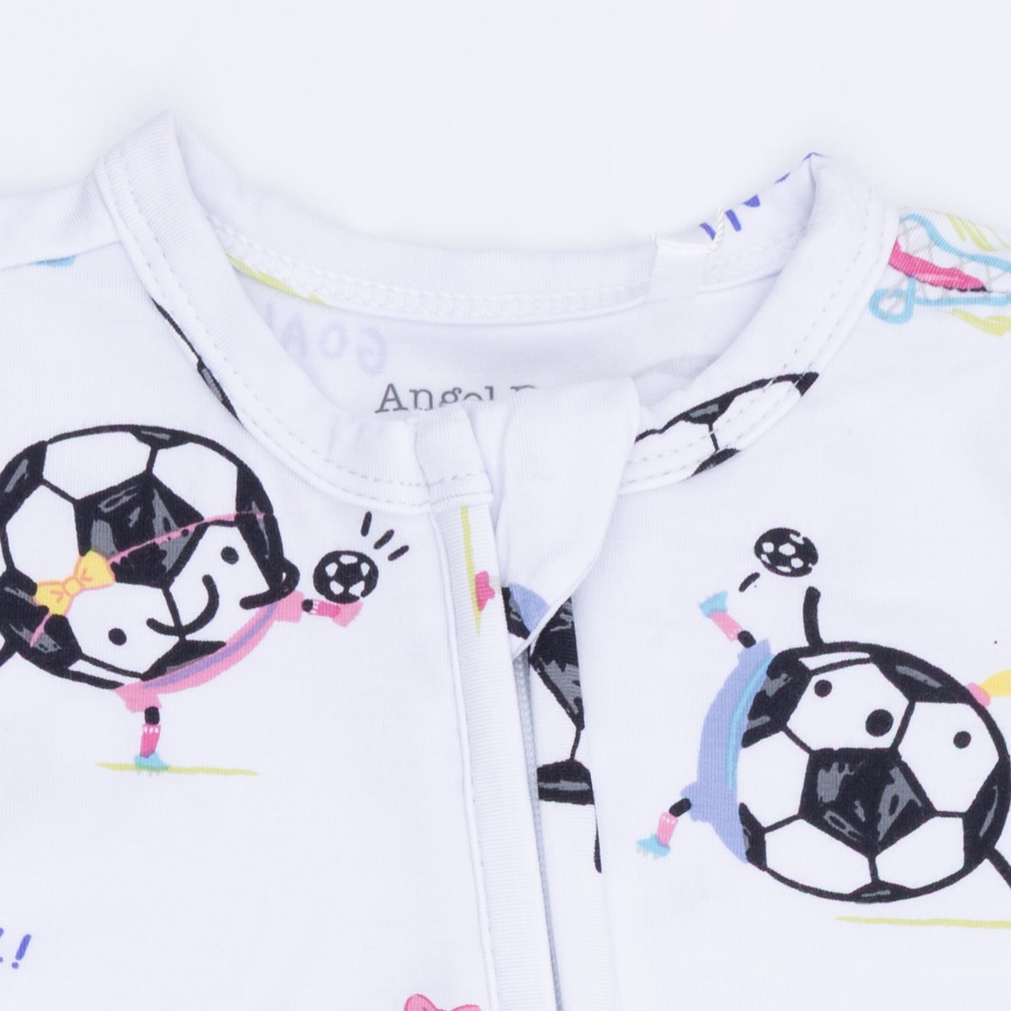 Soccer Balls Playing Soccer Pink - 2 Way Ruffle Back Zipper Footie