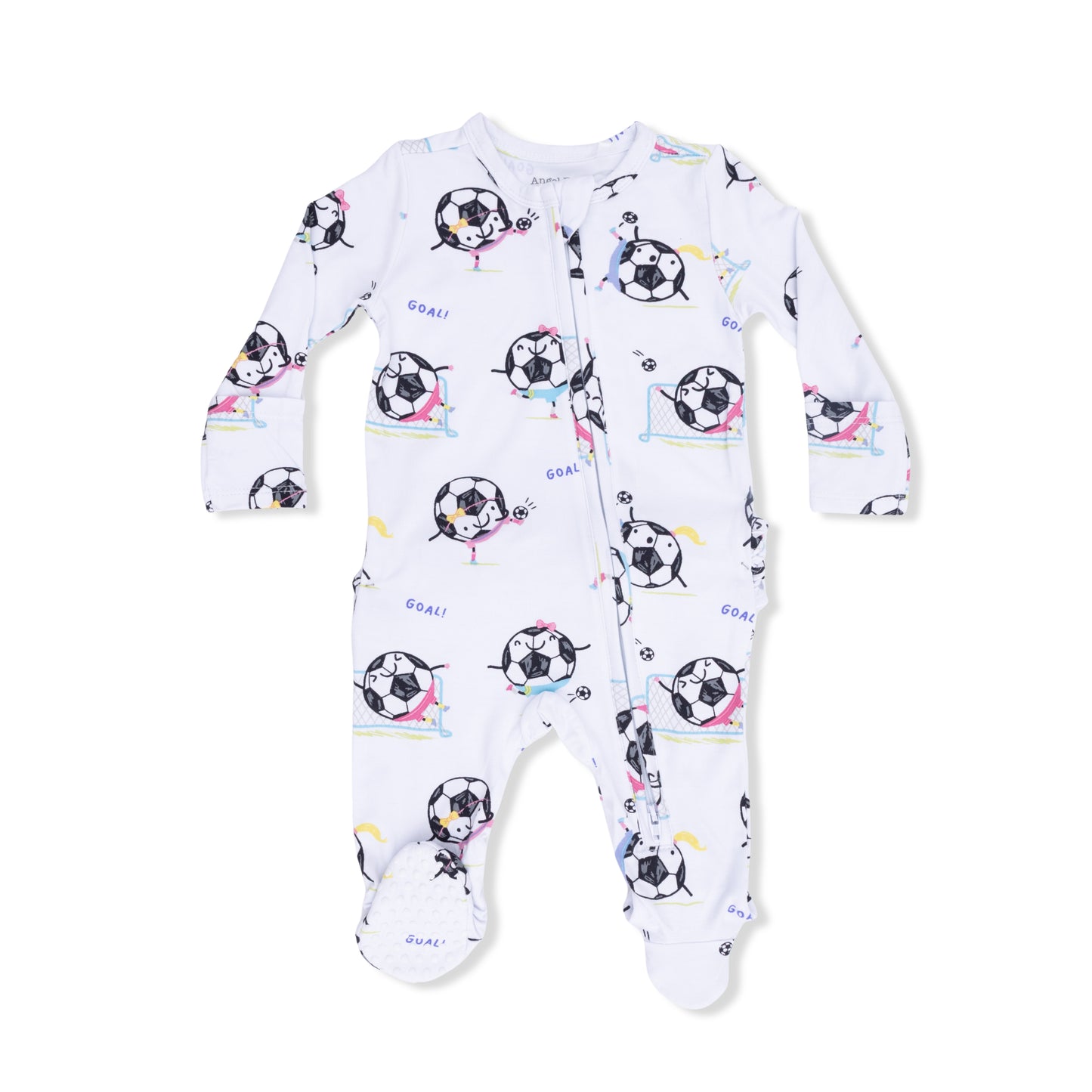 Soccer Balls Playing Soccer Pink - 2 Way Ruffle Back Zipper Footie-Angel Dear