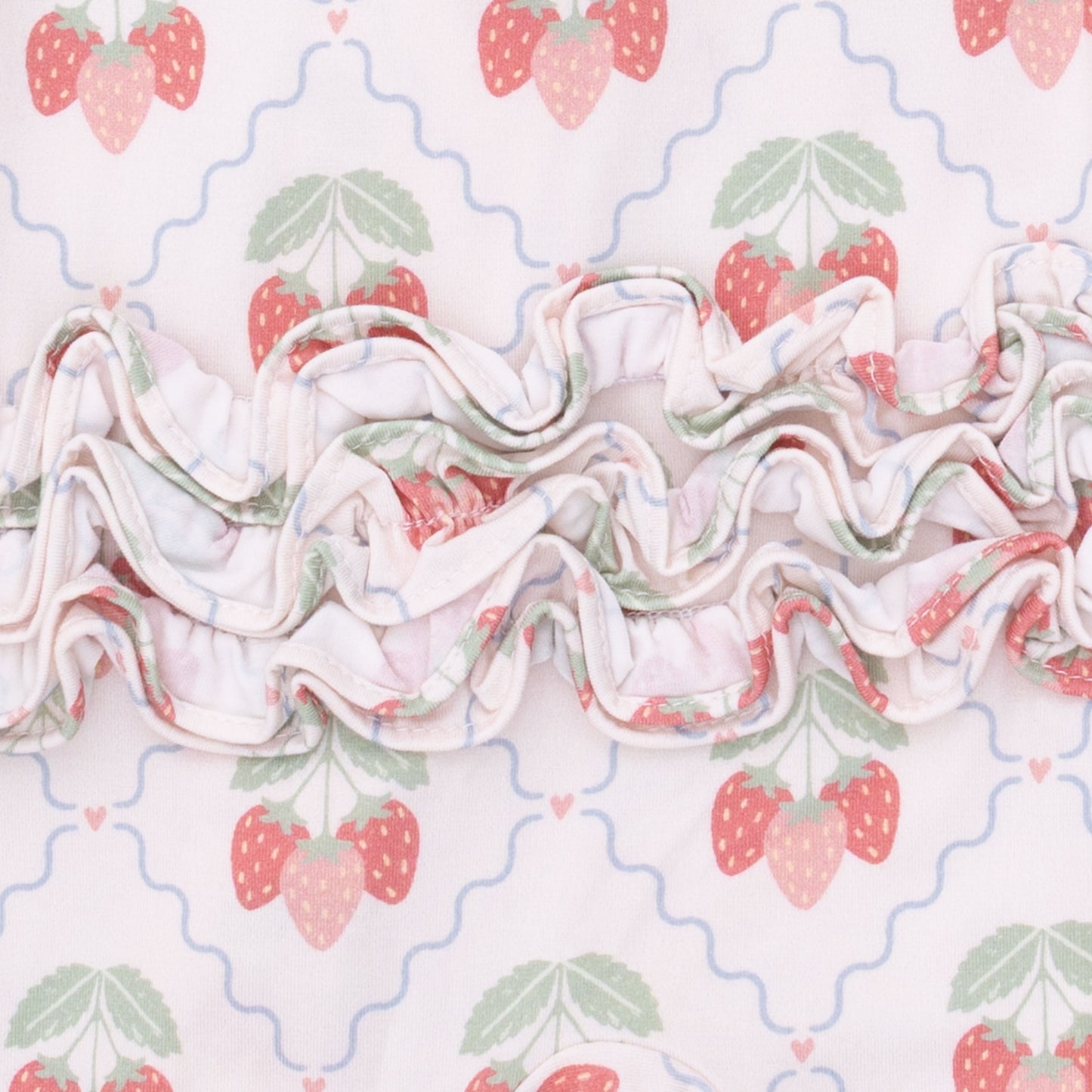 Sweet Strawberries - 2 Way Ruffle Back Zipper Footie