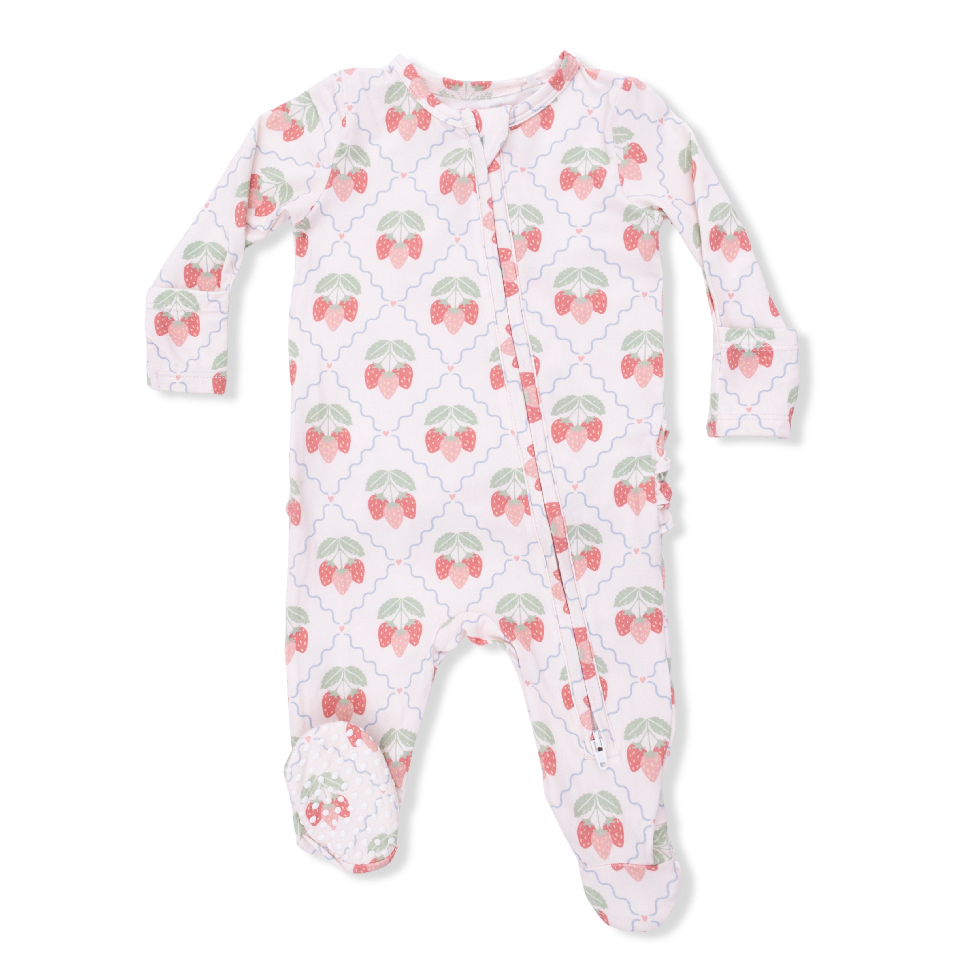Sweet Strawberries - 2 Way Ruffle Back Zipper Footie-Angel Dear