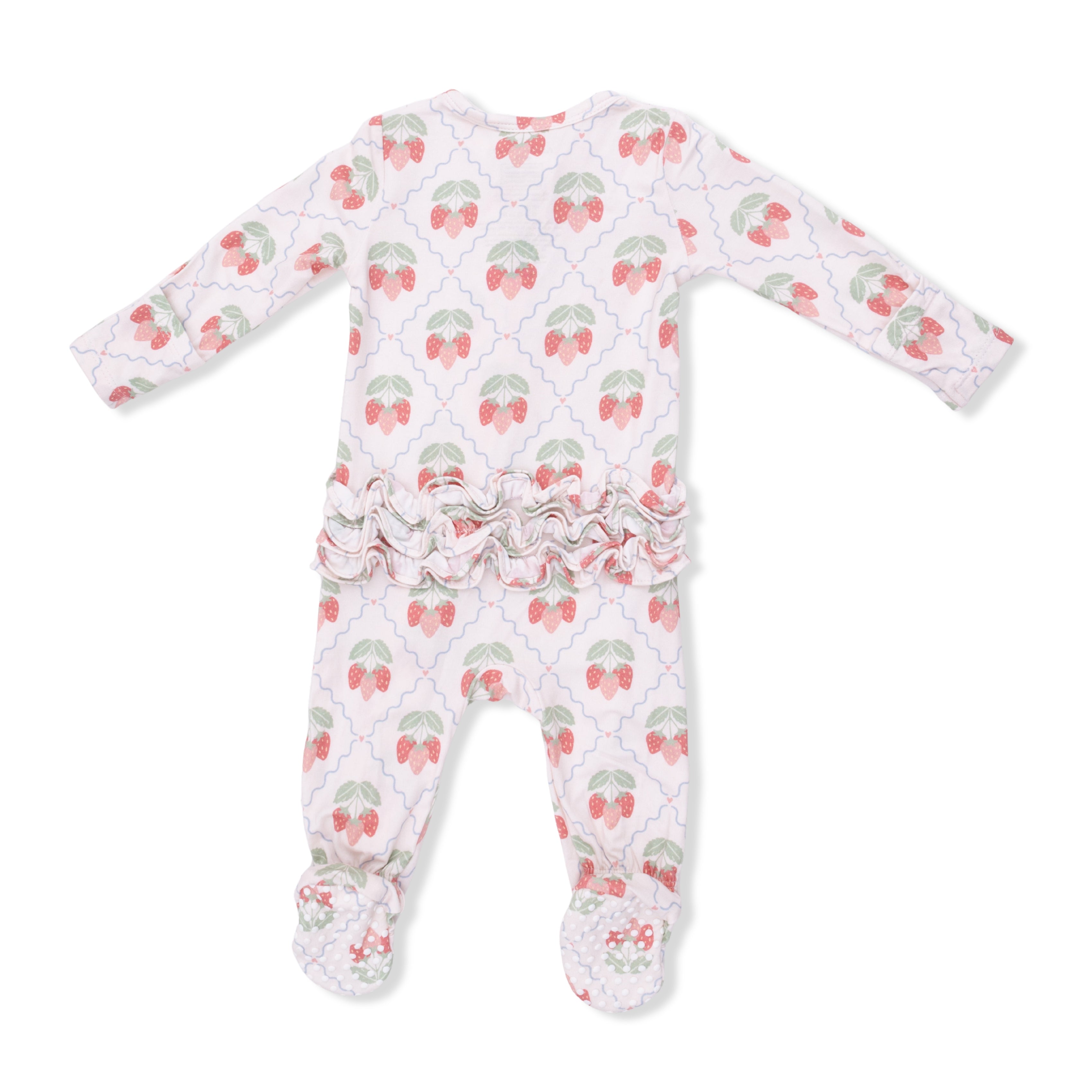 Sweet Strawberries - 2 Way Ruffle Back Zipper Footie-Angel Dear