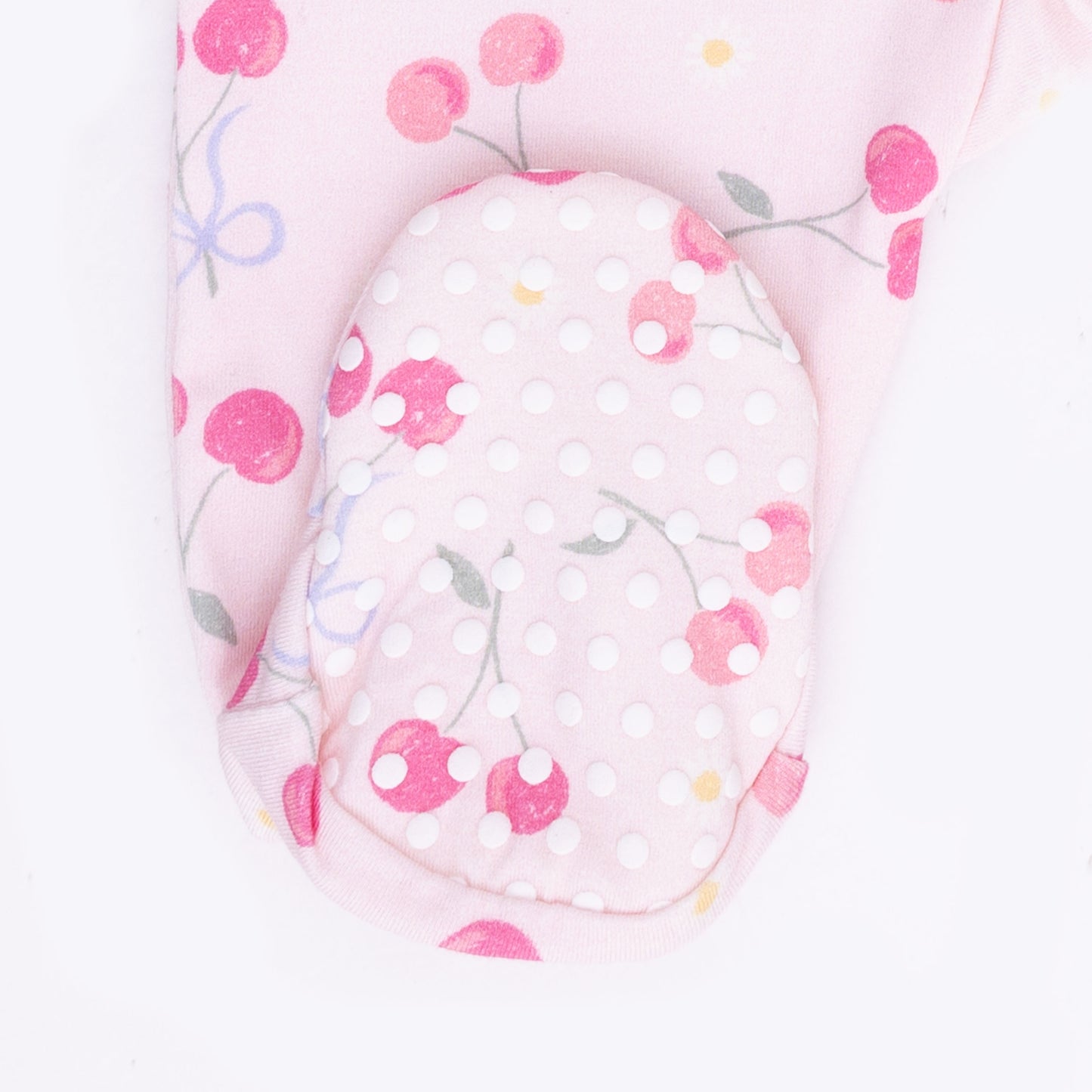 Sweet Bow Cherries - 2 Way Ruffle Back Zipper Footie & Swaddle Blanket Set
