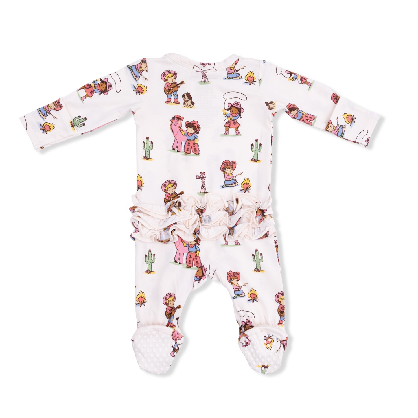 Vintage Cowgirls - 2 Way Ruffle Back Zipper Footie-Angel Dear