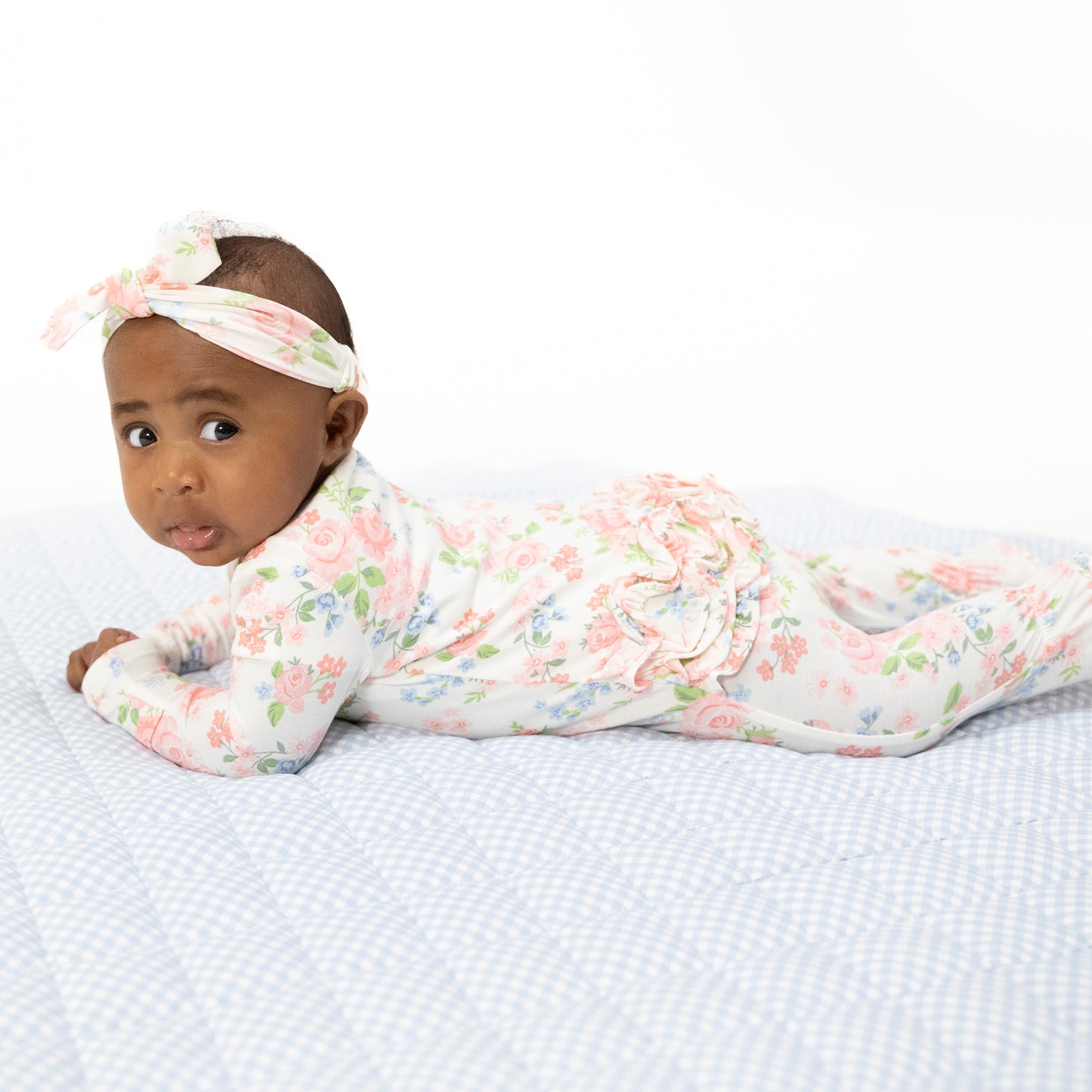 Cute Little Roses - 2 Way Ruffle Back Zipper Footie-Angel Dear