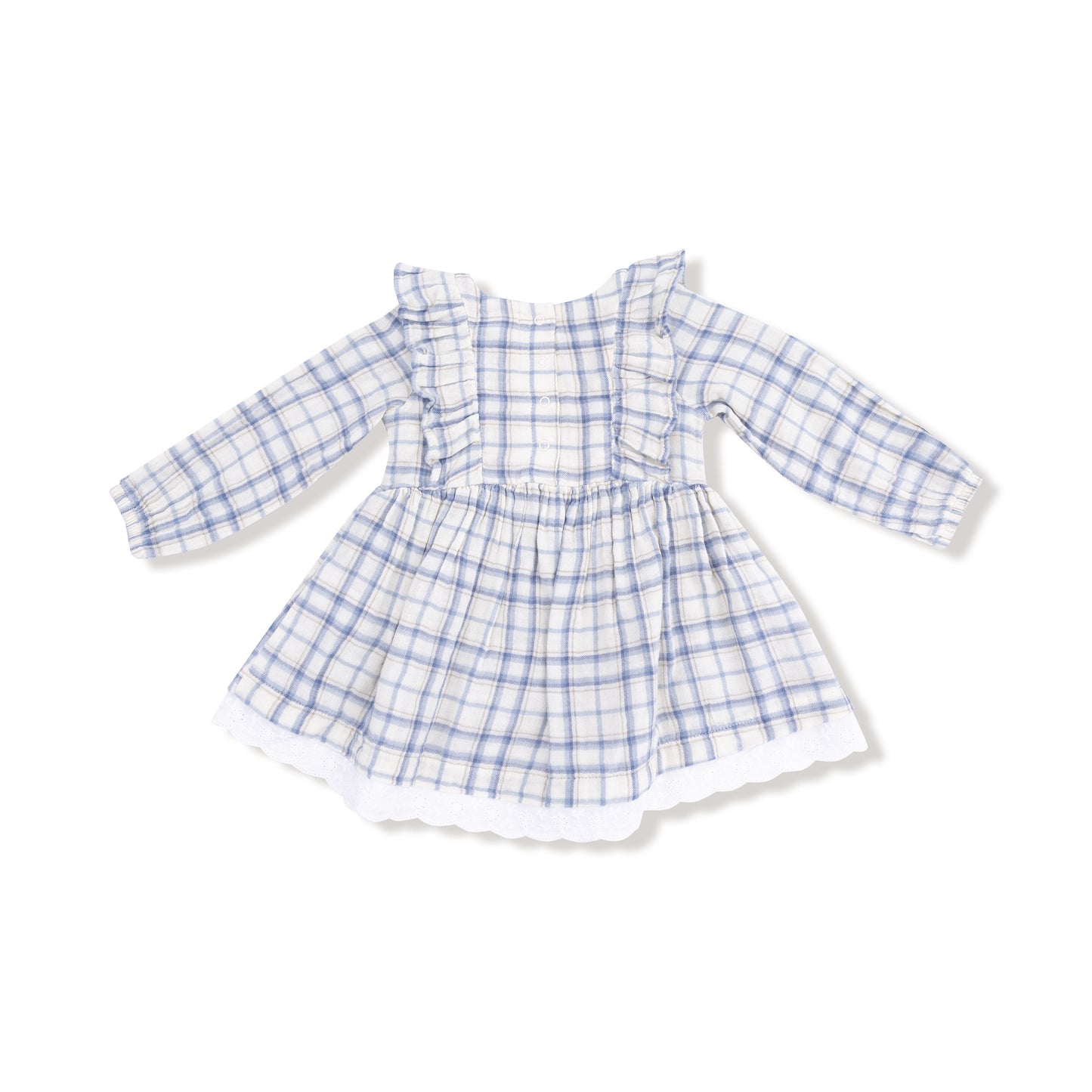 Long Sleeve Dress and Bloomer (2T to 4T Dress Only) in our  Blue Plaid print from Angel Dear