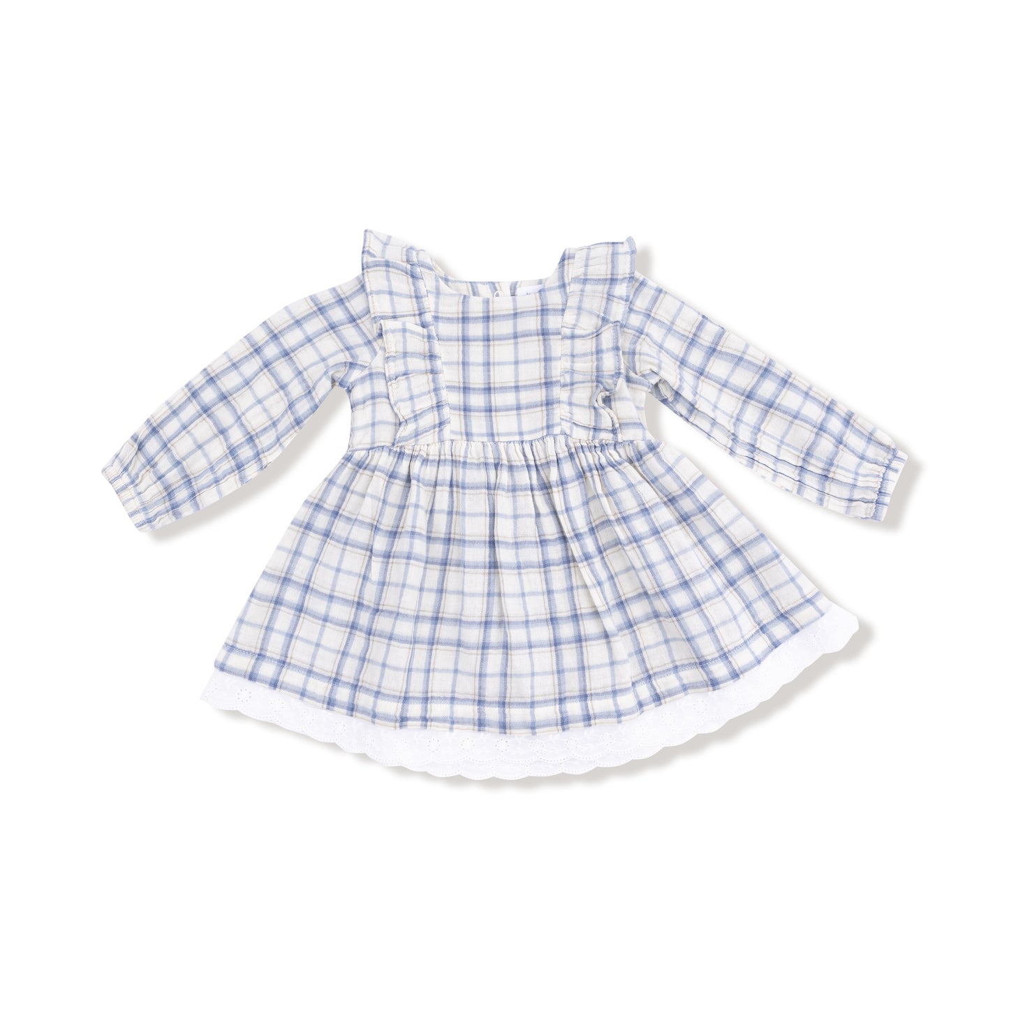 Long Sleeve Dress and Bloomer (2T to 4T Dress Only) in our  Blue Plaid print from Angel Dear