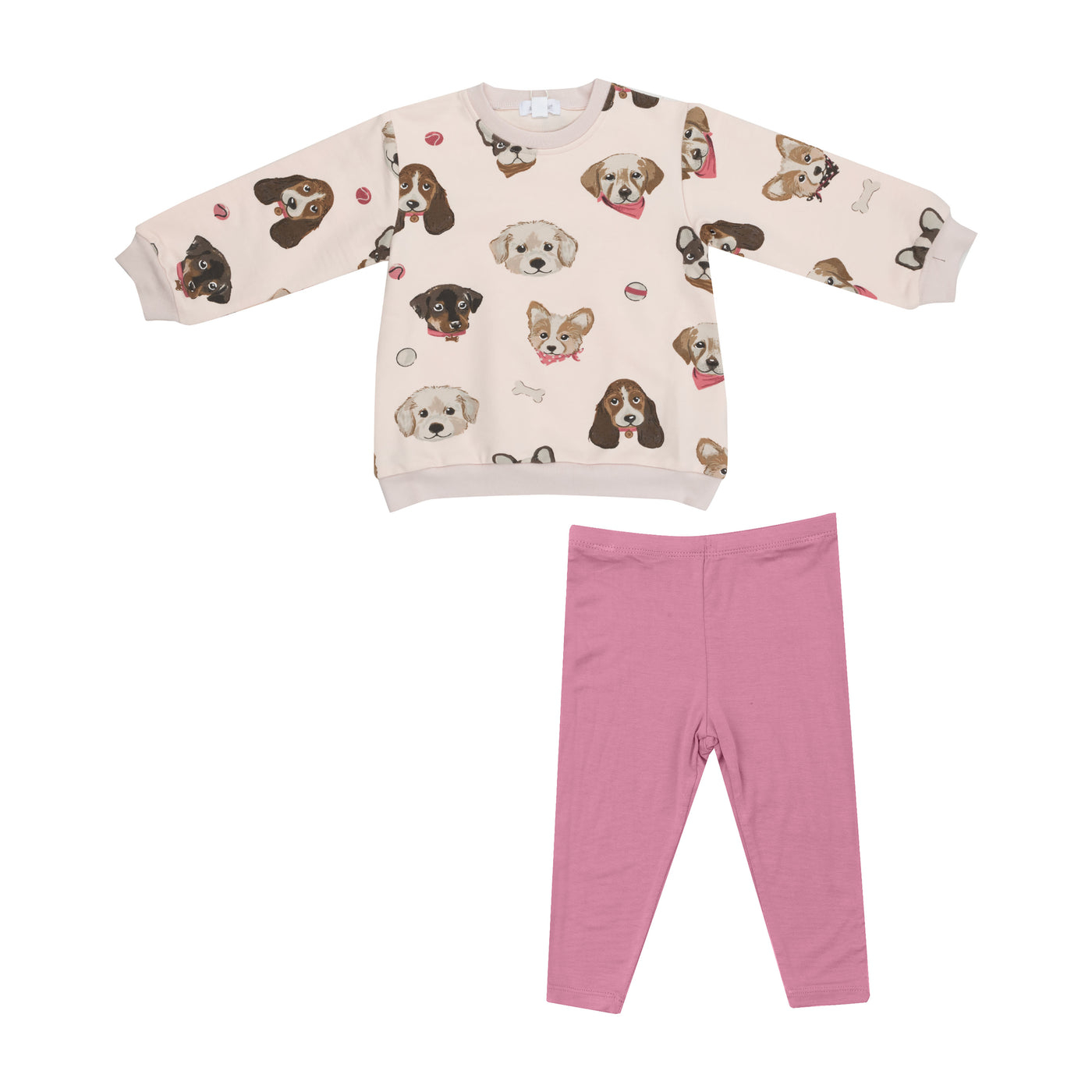 Puffy L/S Oversized Sweatshirt + Legging - Pretty Puppy Faces-Angel Dear