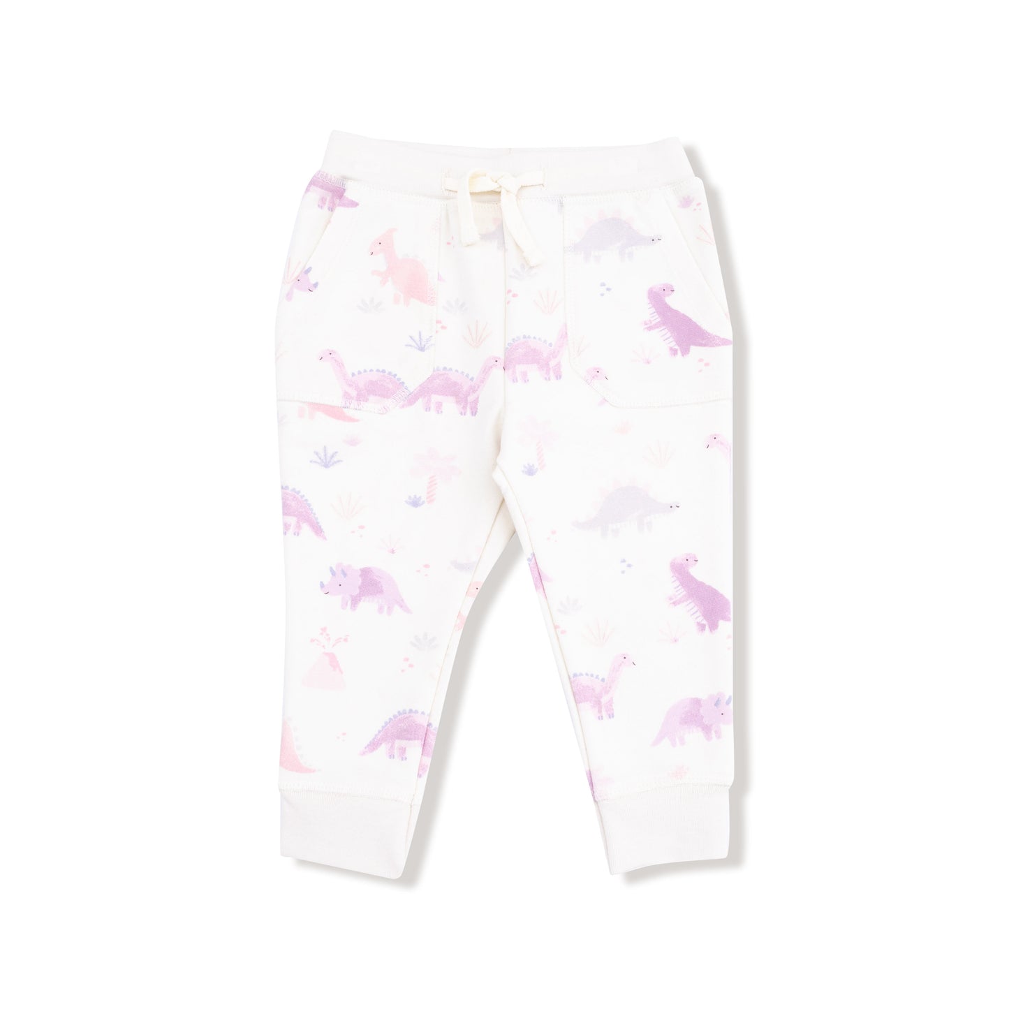 Ruffle Sweatshirt and Jogger Pant in our  Soft Dinos- Purple print from Angel Dear