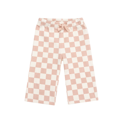 Zip Hoodie +Wide Leg Pant - Checkerboard Pink