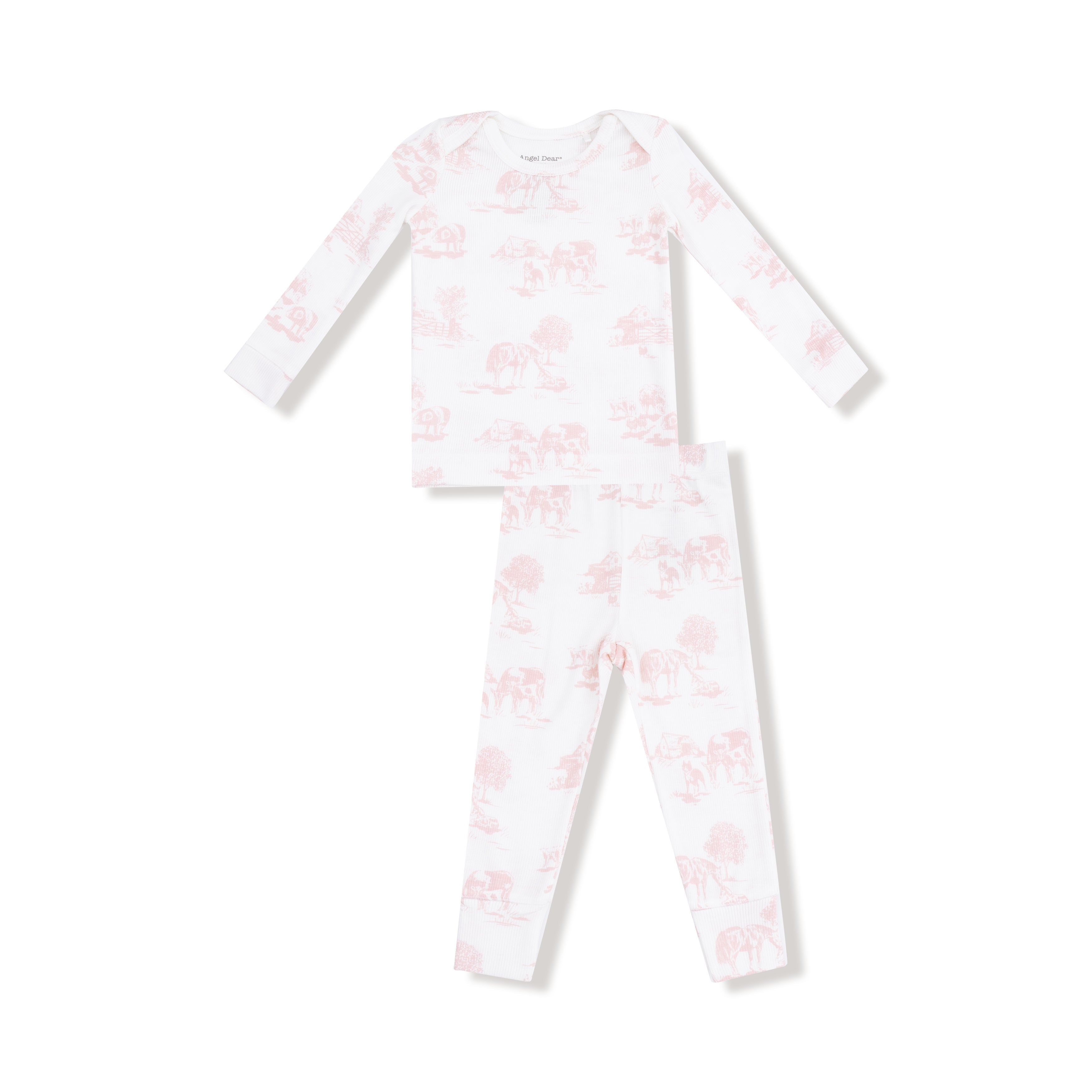 Loungewear Set in our  Farm Toile - Pink print from Angel Dear