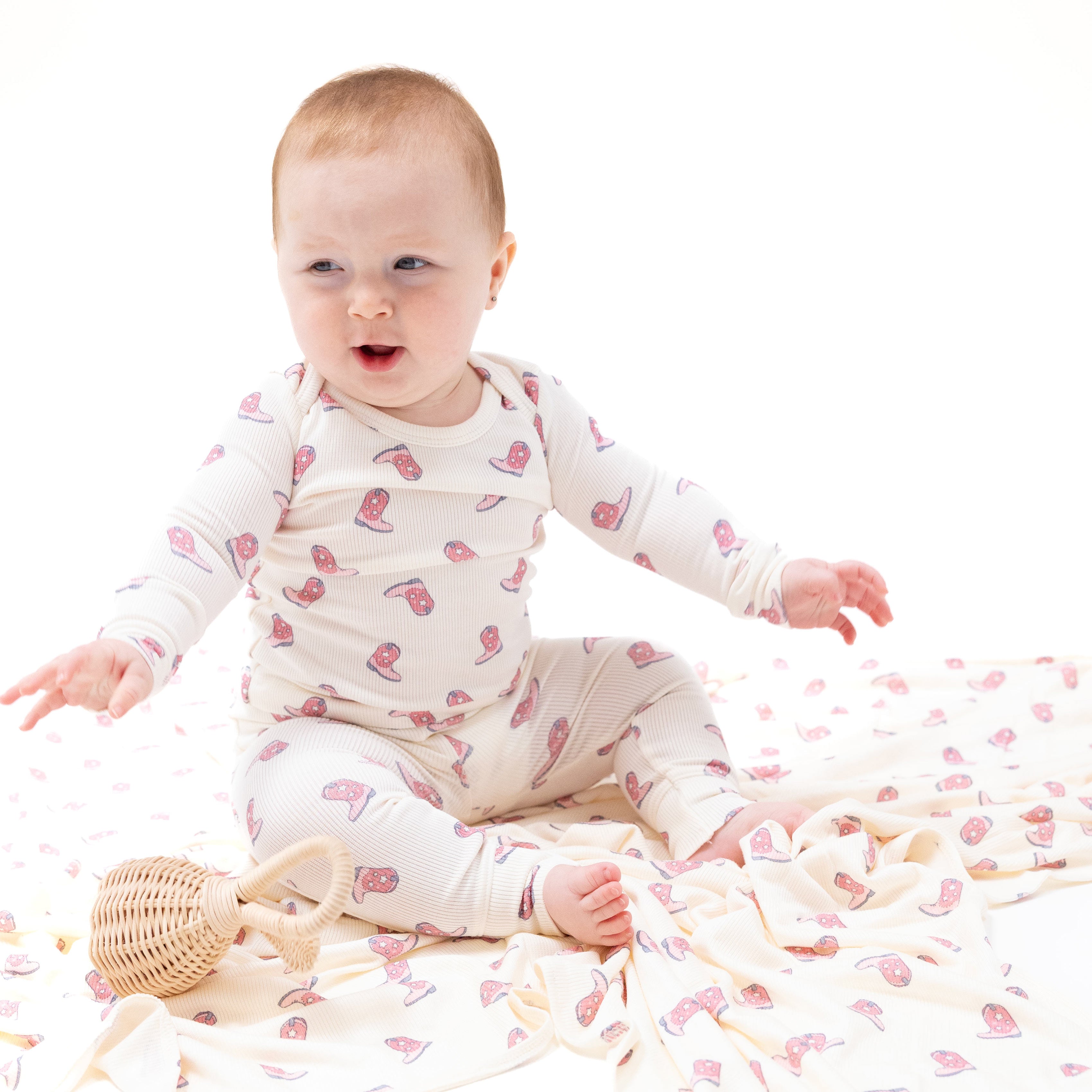 Loungewear Set in our  Petite Cowgirl Boots print from Angel Dear