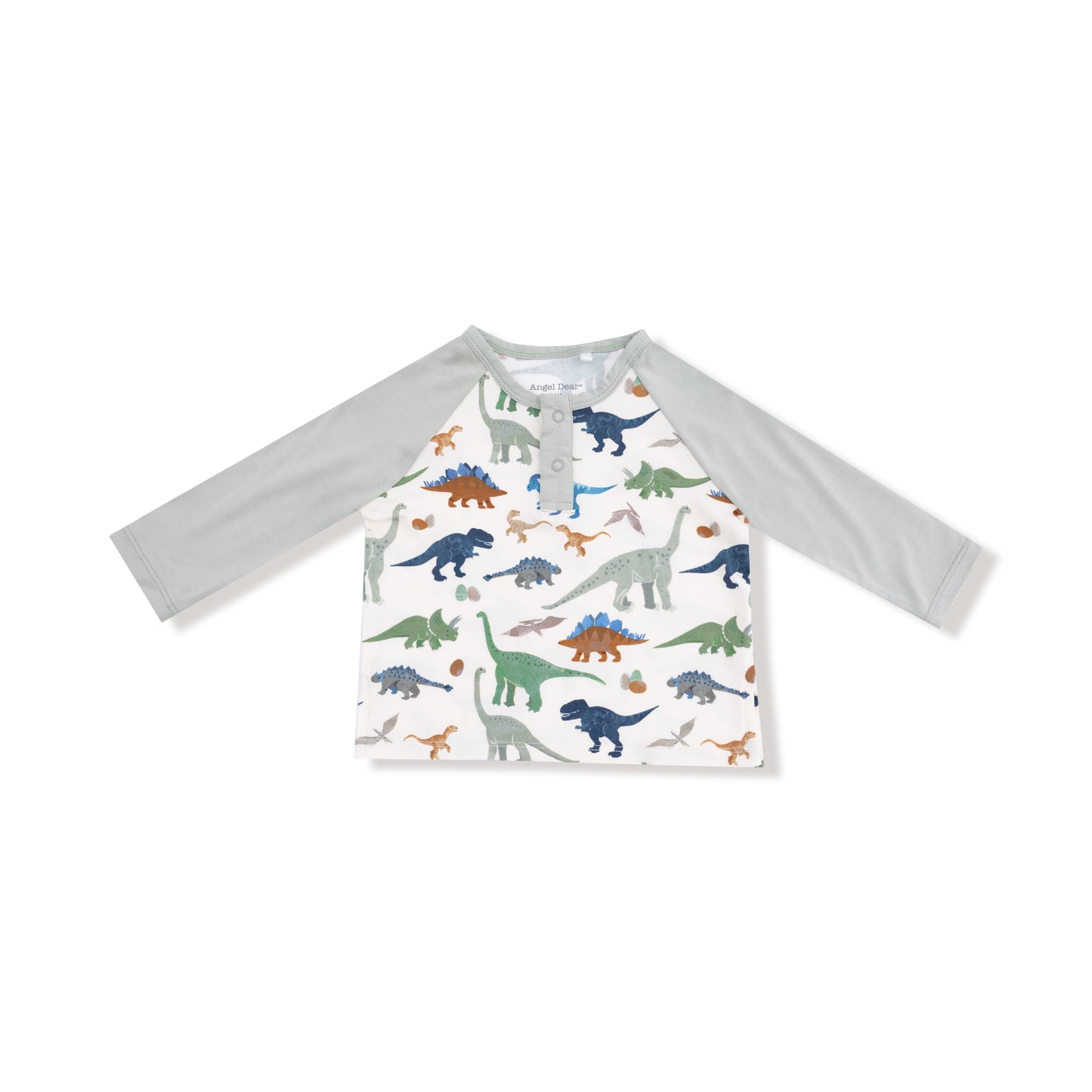 Long Sleeve Raglan Henley + Jogger in our  Washy Dinos print from Angel Dear