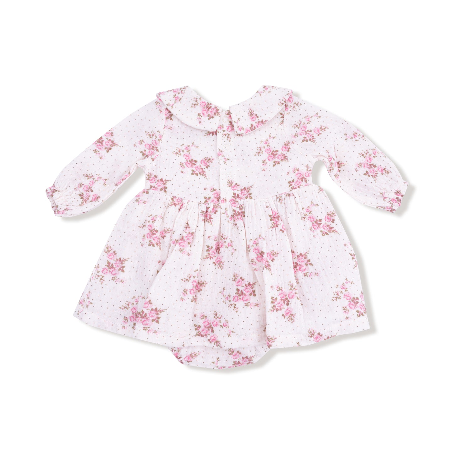 Long Sleeve Peter Pan Collar Bubble with Skirt in our  Belle Rosette Dot print from Angel Dear