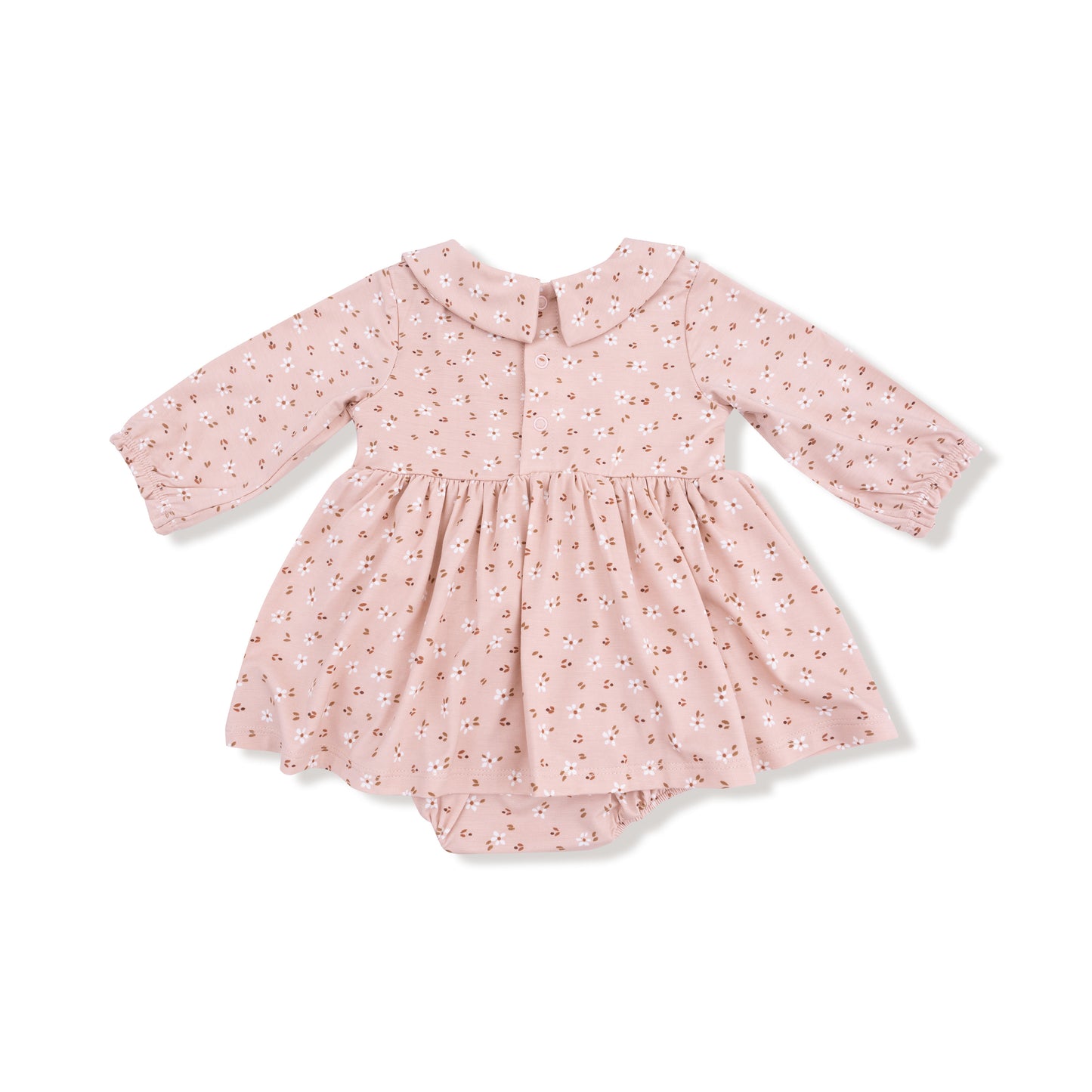 Long Sleeve Peter Pan Collar Bubble with Skirt in our  Carrie Floral Pink print from Angel Dear