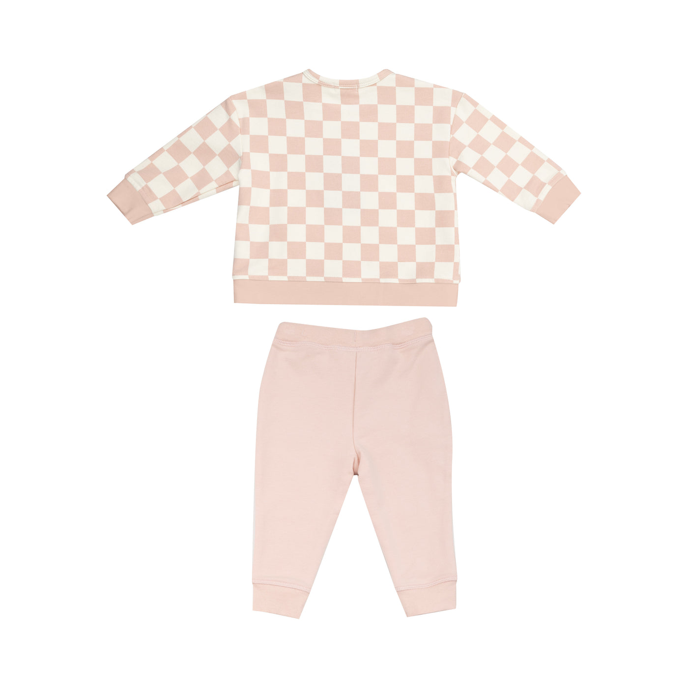 Sweatshirt W/ Shoulder Placket + Kanga Pocket - Checkerboard Pink-Angel Dear