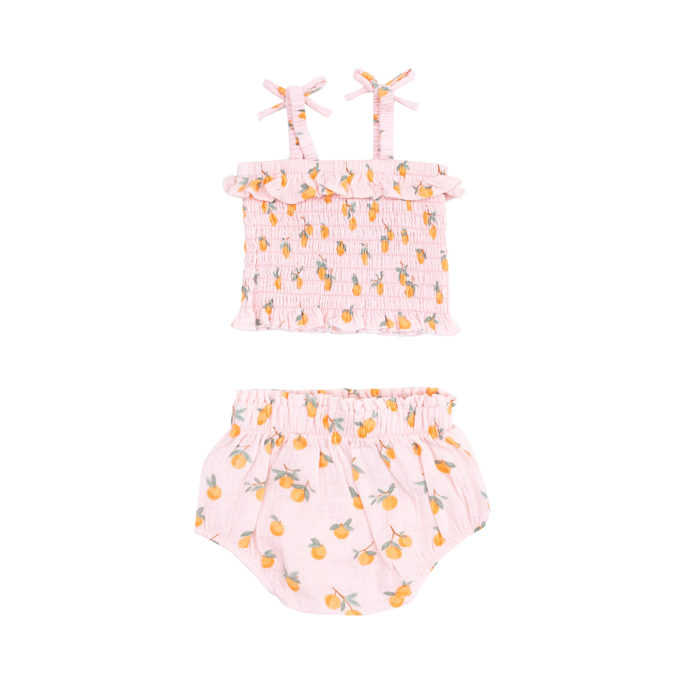 Smocked Ruffle Top and Bloomer - Sweet Clementines