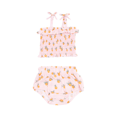 Smocked Ruffle Top and Bloomer - Sweet Clementines