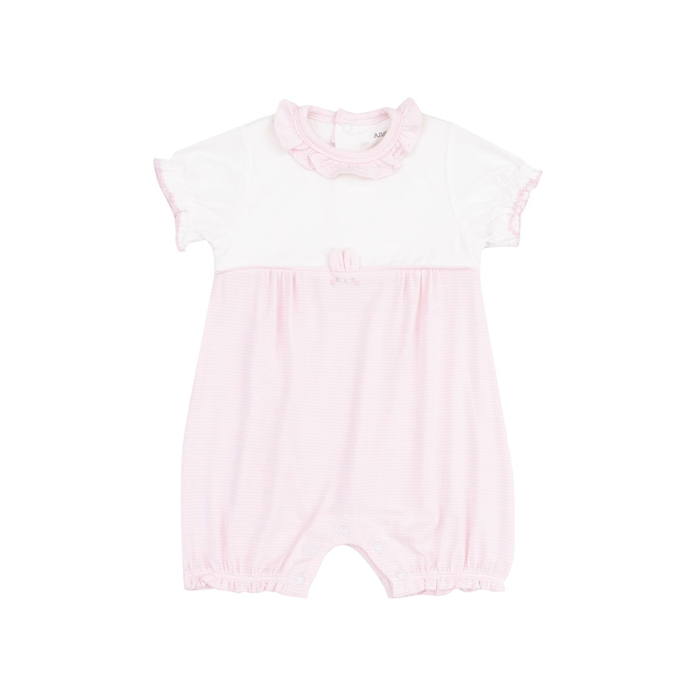 Tiny Bunny Ruffle Romper - Stripe Classic Pink