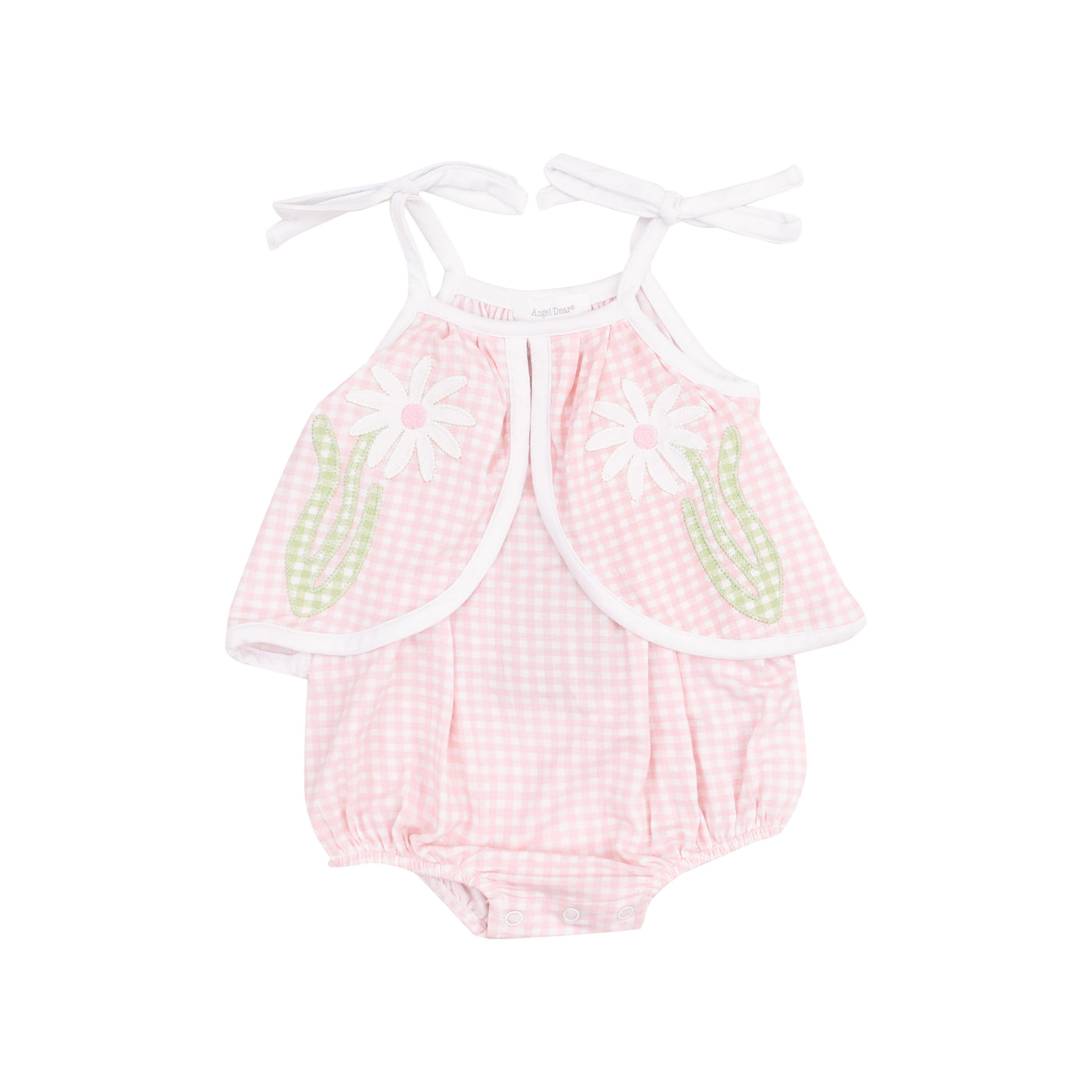 Swing Front Sunsuit with Applique - Mini Gingham Pink