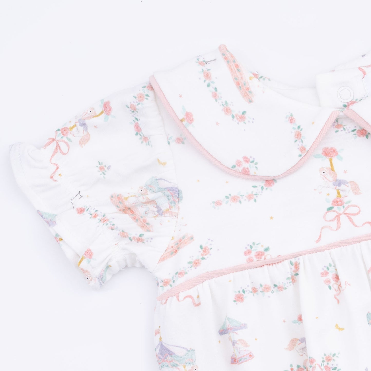 Carousel with Bows - Classic Puff Sleeve Babydoll Bubble