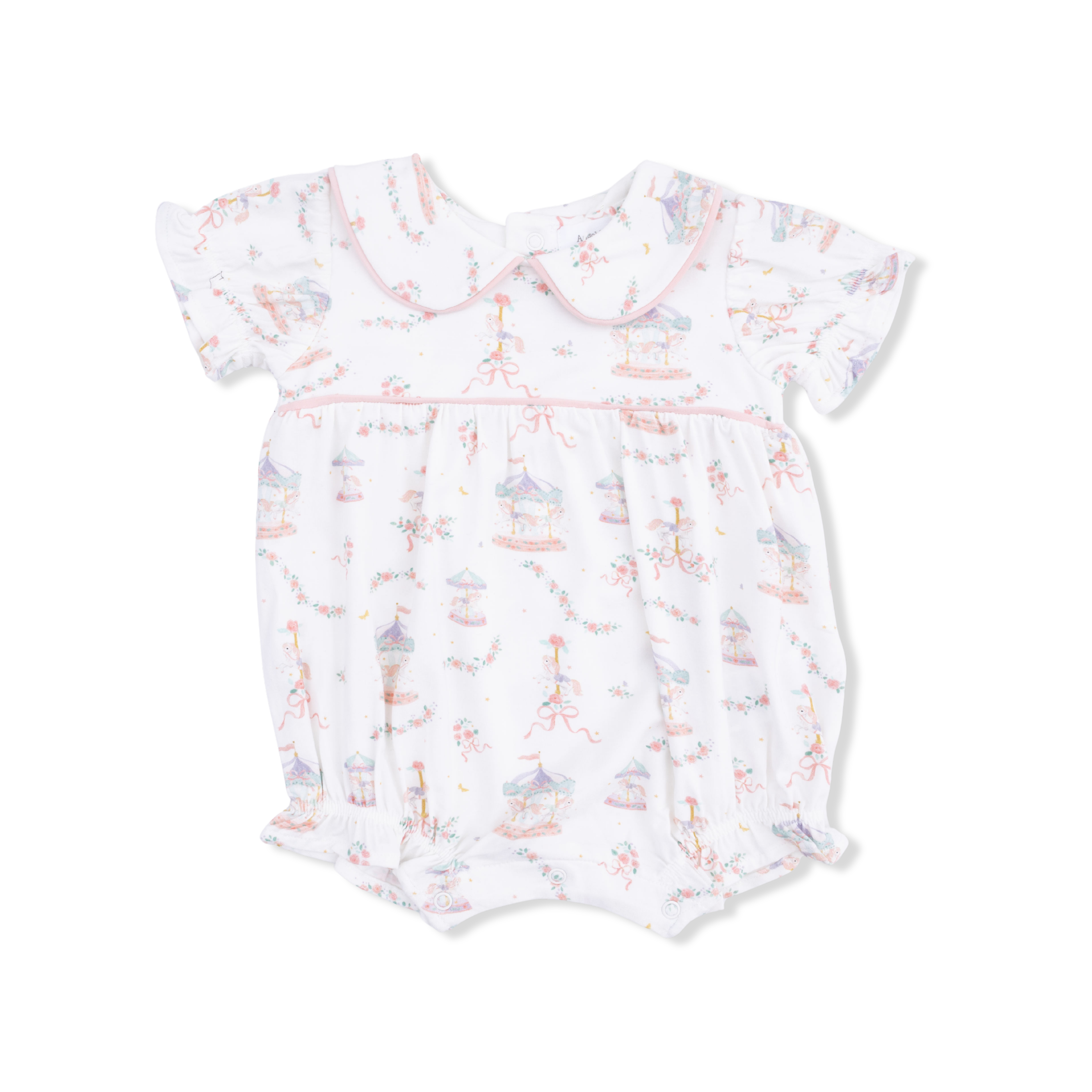 Carousel with Bows - Classic Puff Sleeve Babydoll Bubble-Angel Dear